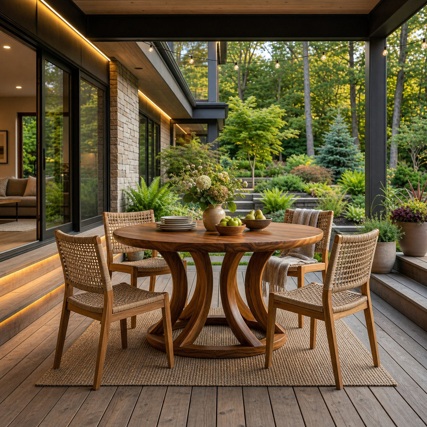 Contemporary Round Dining Table With Curved Unique Base For Dining - product view 6
