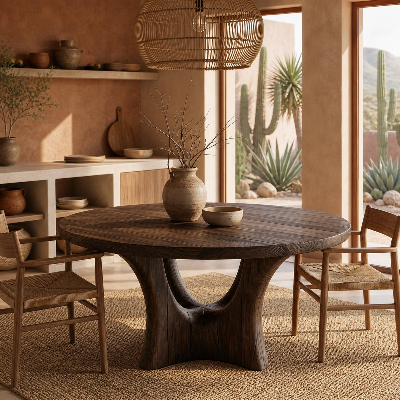 Contemporary Round Dining Table With Smooth Curved Base For Dining Room - product view 7