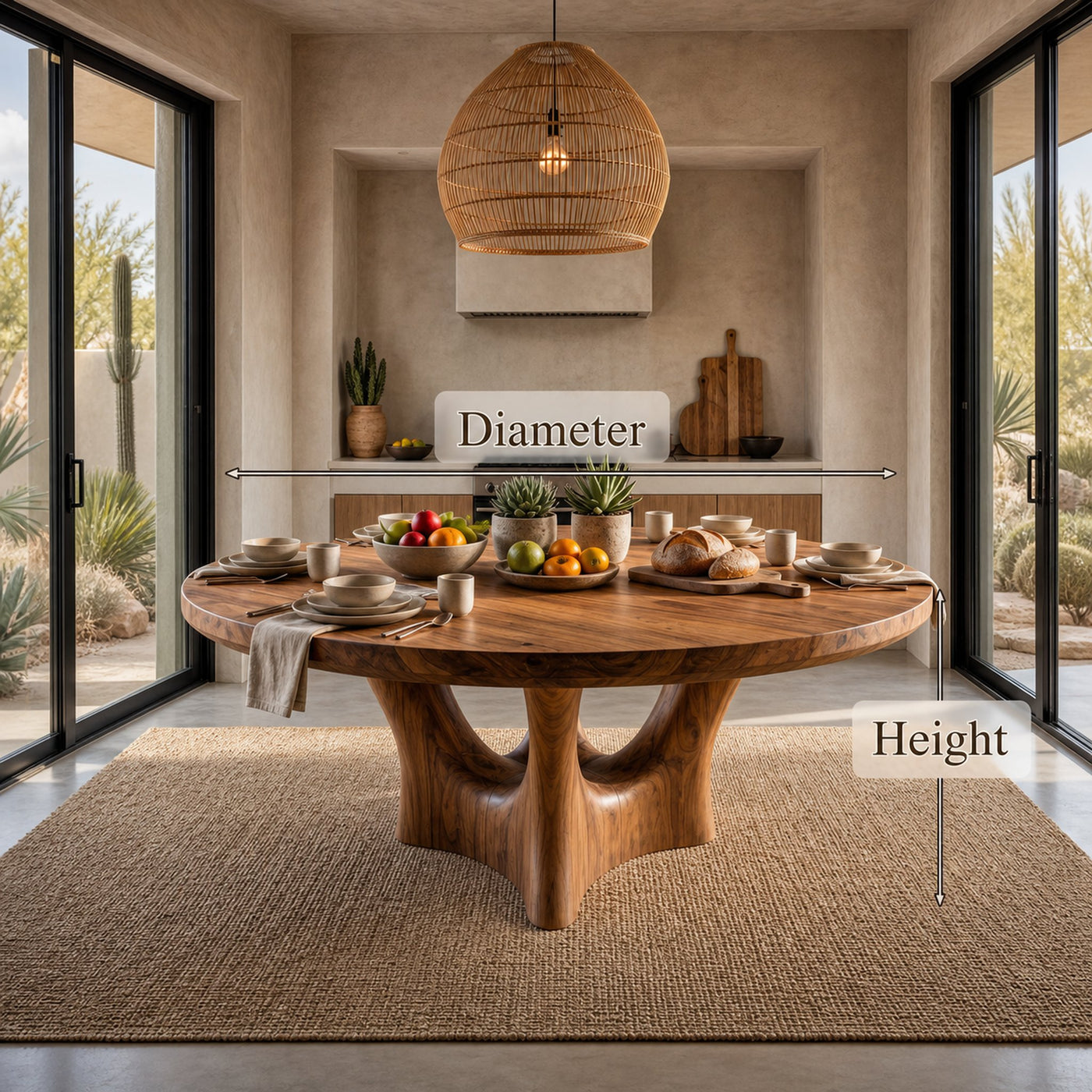 Contemporary Round Dining Table With Smooth Curved Base For Dining Room - product view 8