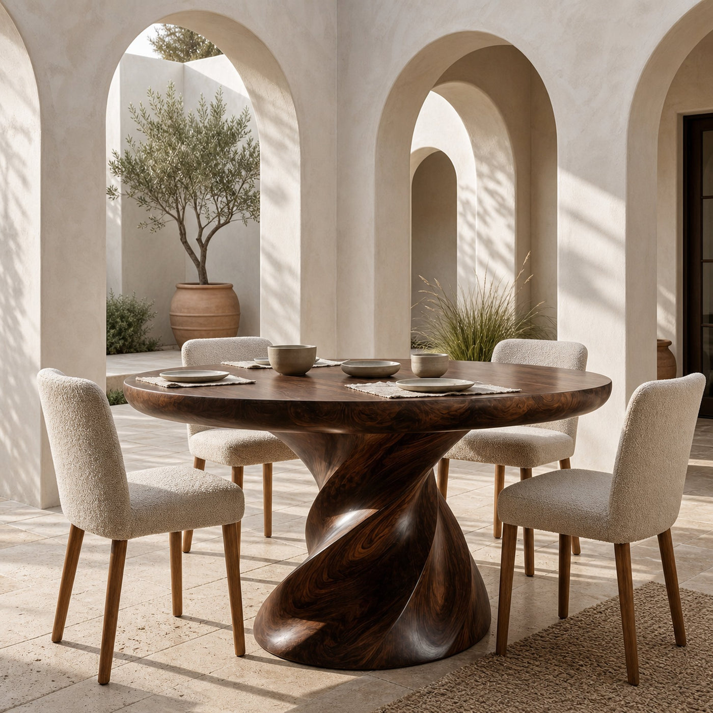 Contemporary Round Dining Table With Twisted Base For Dining Room - product view 7
