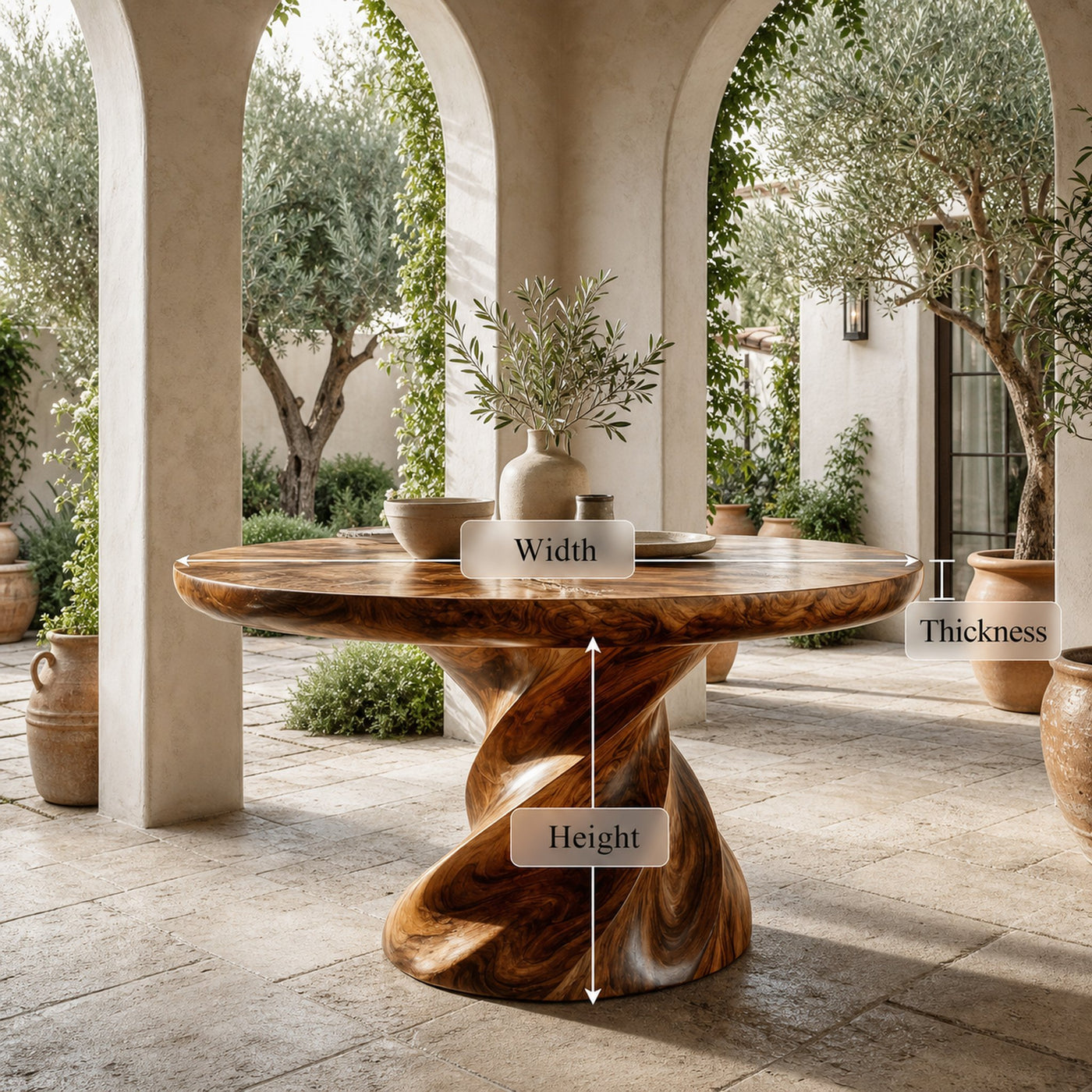 Contemporary Round Dining Table With Twisted Base For Dining Room - product view 8