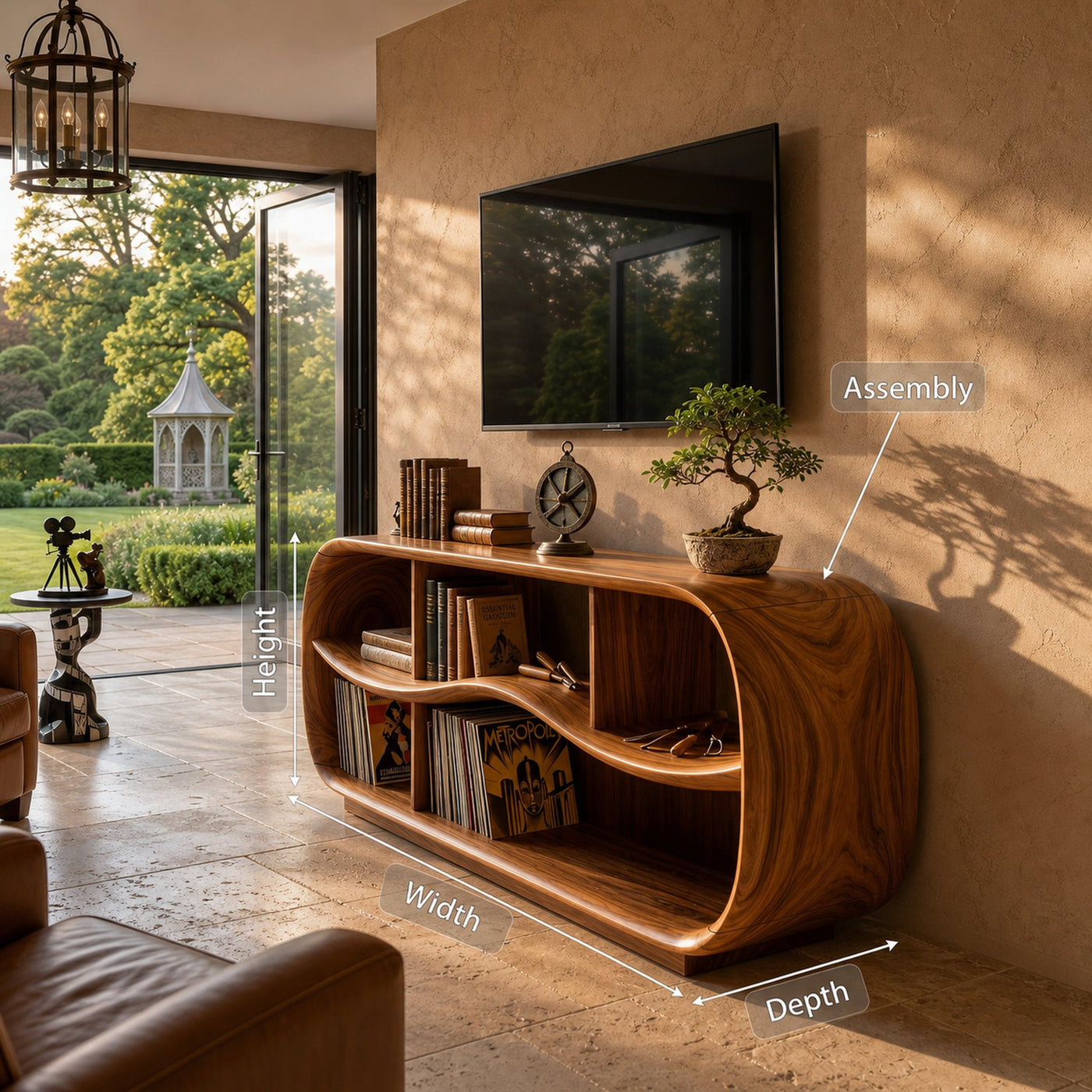 Contemporary Rounded TV Console For Open Living Space - product view 8