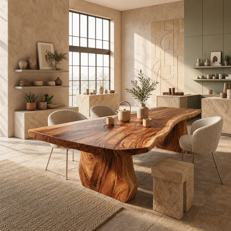 Contemporary Sculpted Base Dining Table For Modern Dining Interior