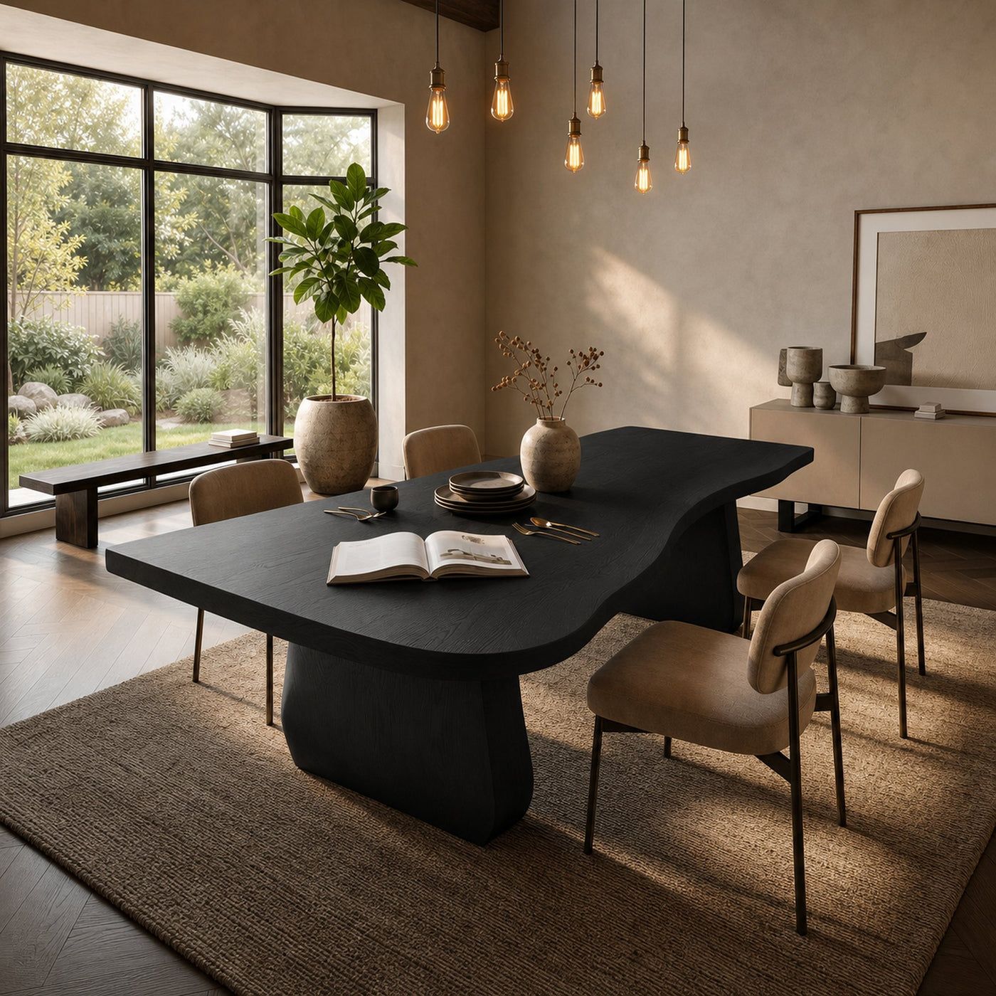 Contemporary Sculpted Base Dining Table For Modern Dining Interior - product view 4