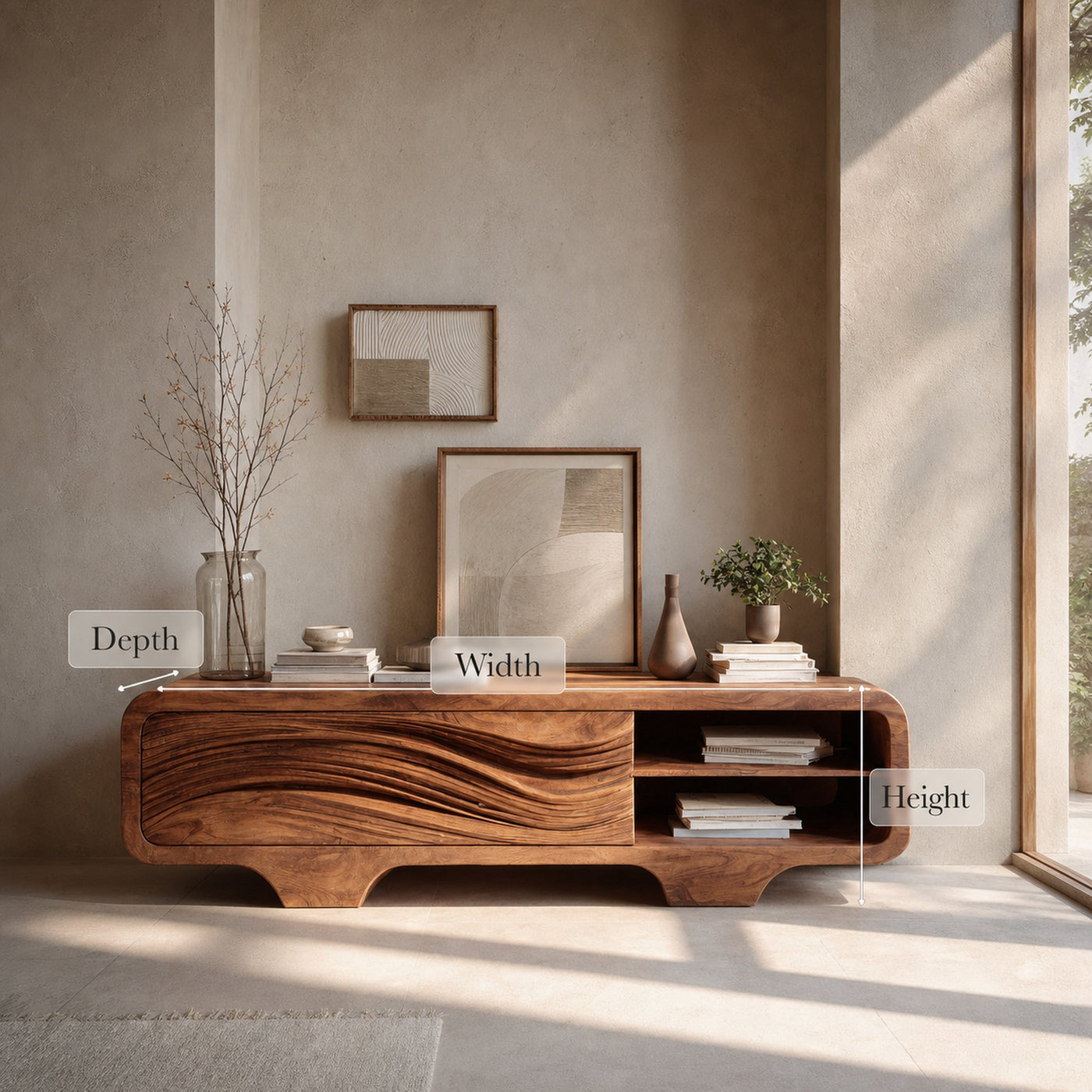 Contemporary Sculpted Low Sideboard For Living Room - product view 7