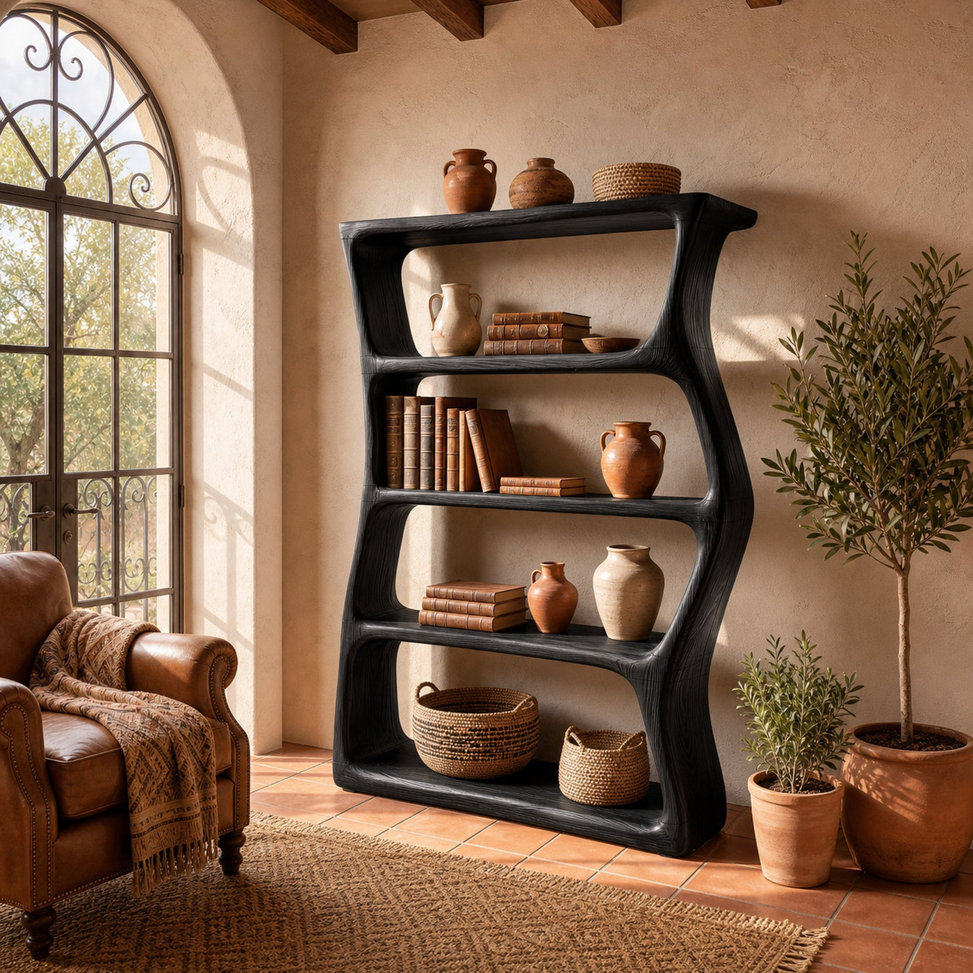 Contemporary Sculptural Bookcase Storage Organizer For Bedroom Space - product view 4