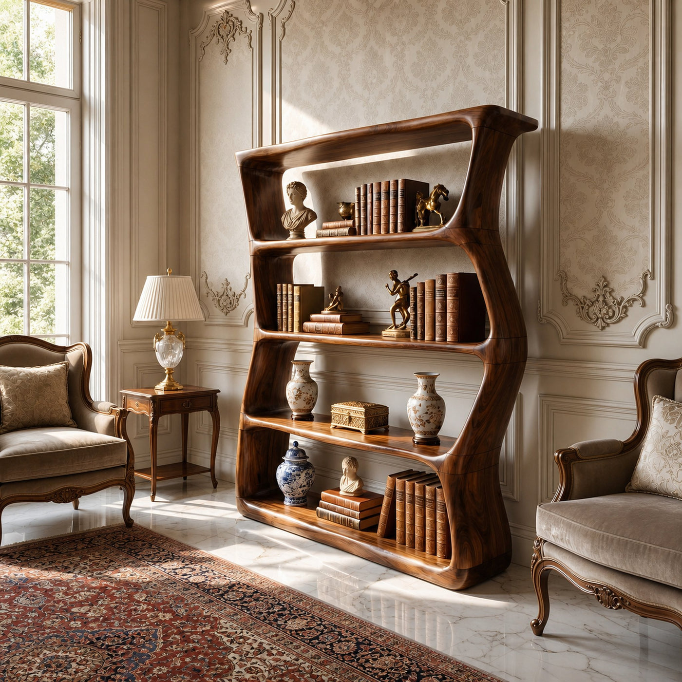 Contemporary Sculptural Bookcase Storage Organizer For Bedroom Space - product view 7