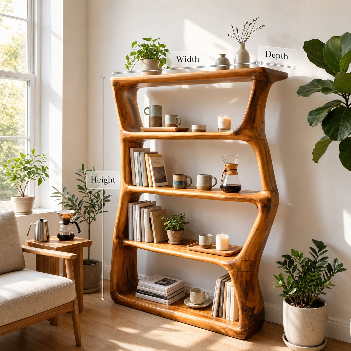 Contemporary Sculptural Bookcase Storage Organizer For Bedroom Space - product view 8