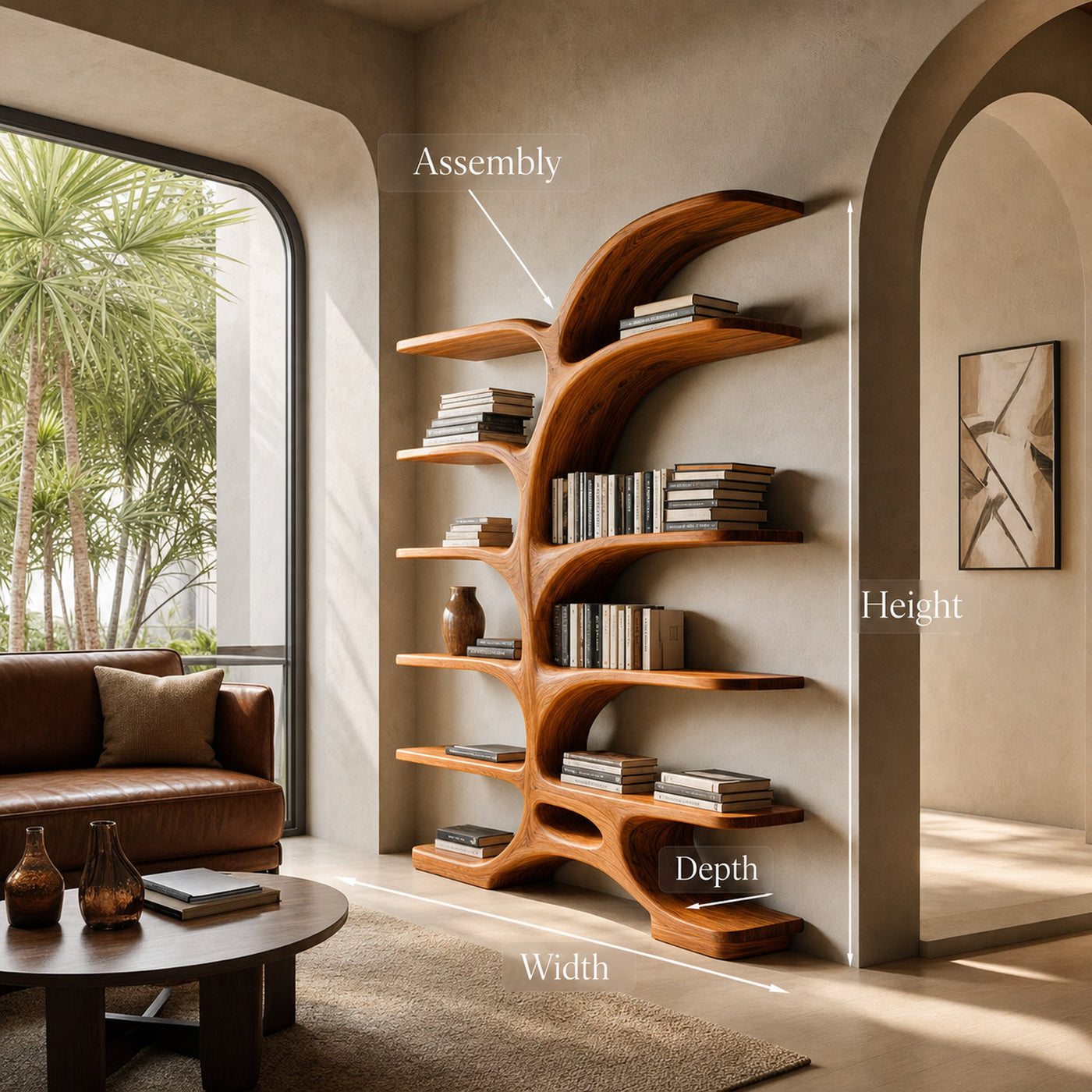 Contemporary Sculptural Curved Bookshelf For Living Room Interior - product view 8