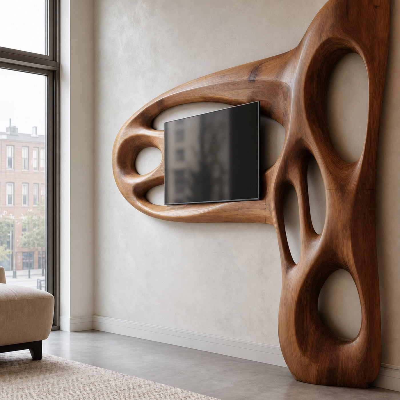 Contemporary Sculptural TV Frame For Living Room Decor