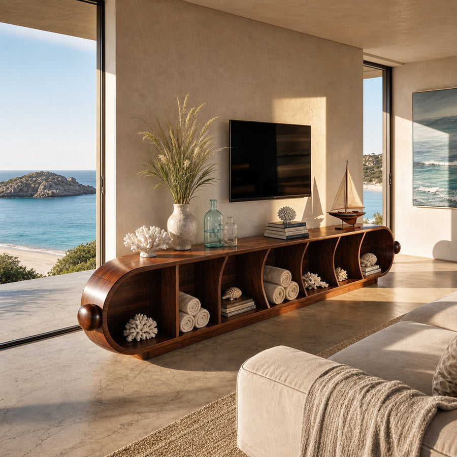 Contemporary Sculptural TV Stand For Penthouse Living Room
