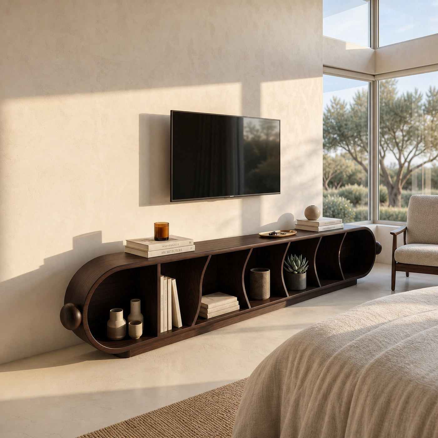 Contemporary Sculptural TV Stand For Penthouse Living Room - product view 7