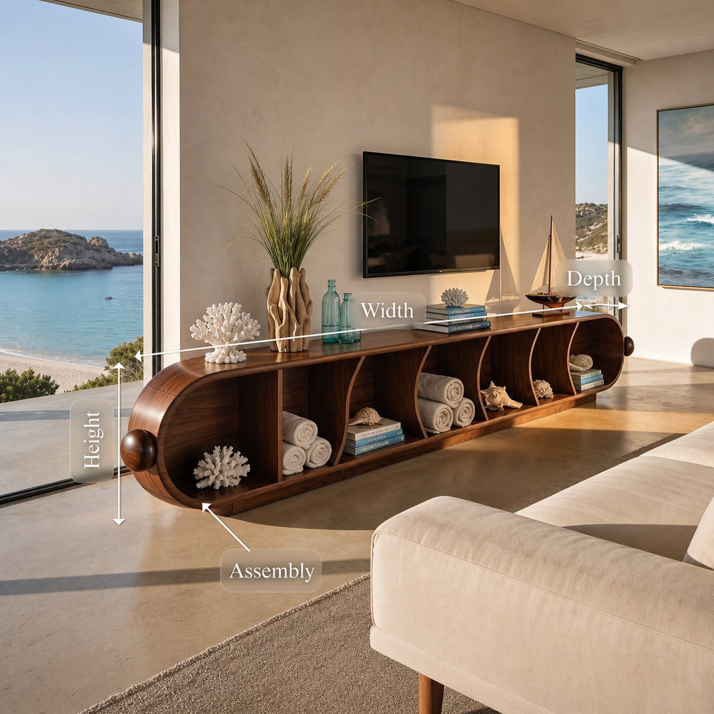Contemporary Sculptural TV Stand For Penthouse Living Room - product view 8
