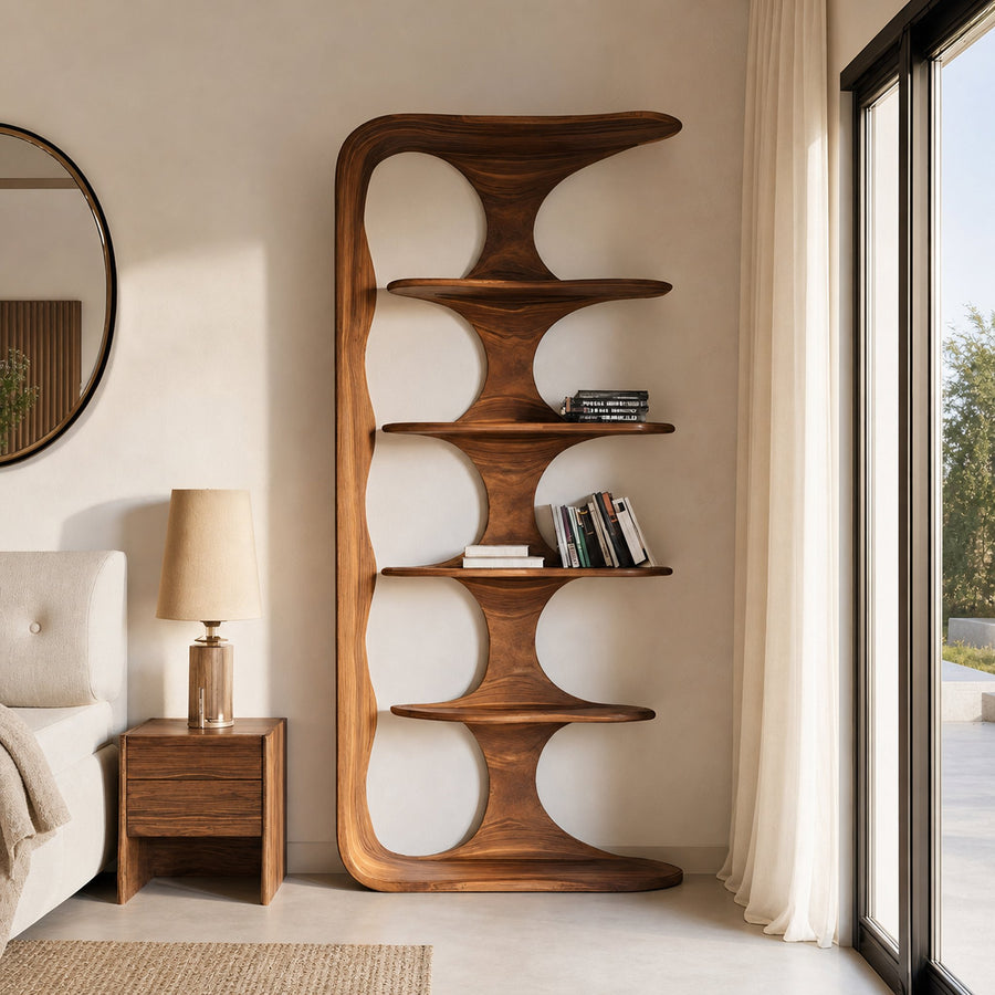 Contemporary Sculptural Vertical Bookshelf For Living Room
