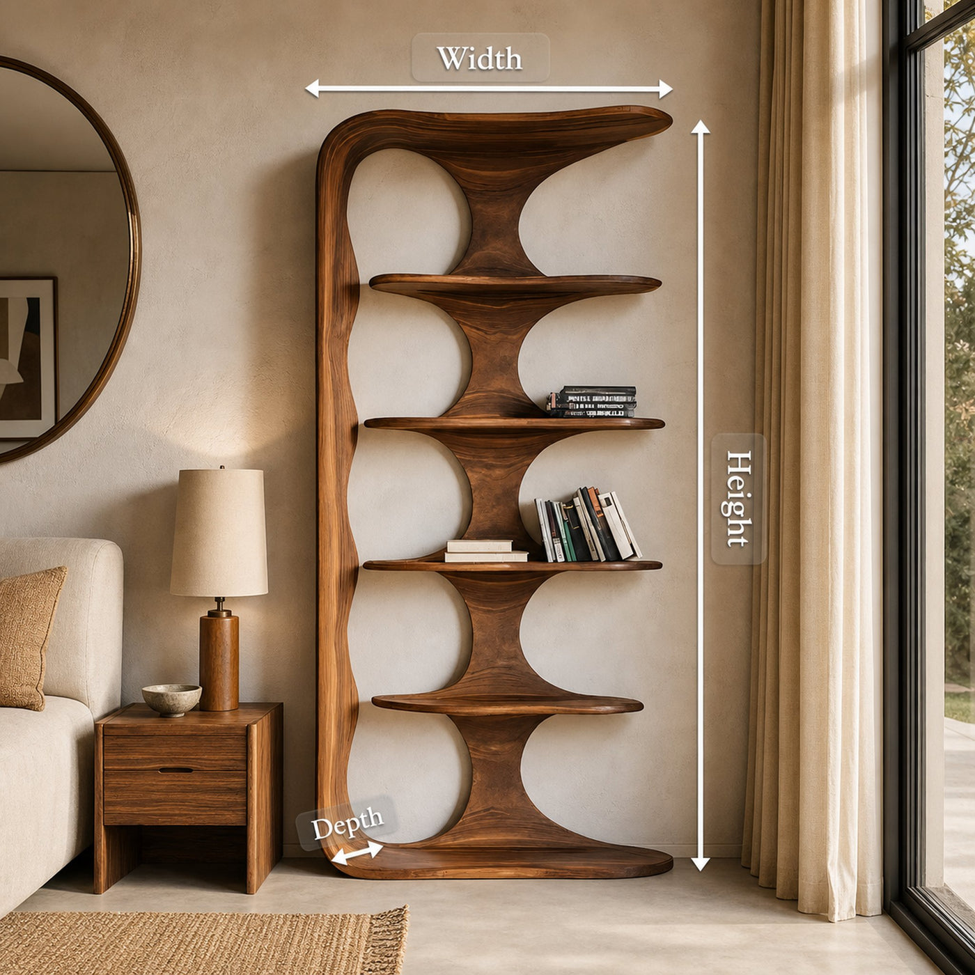 Contemporary Sculptural Vertical Bookshelf For Living Room - product view 8