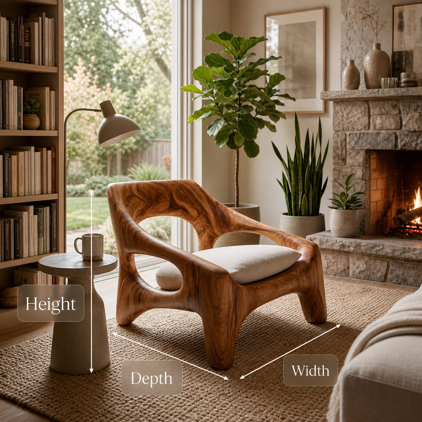 Contemporary Sculptural Wooden Chair For Outdoor Porch - product view 8