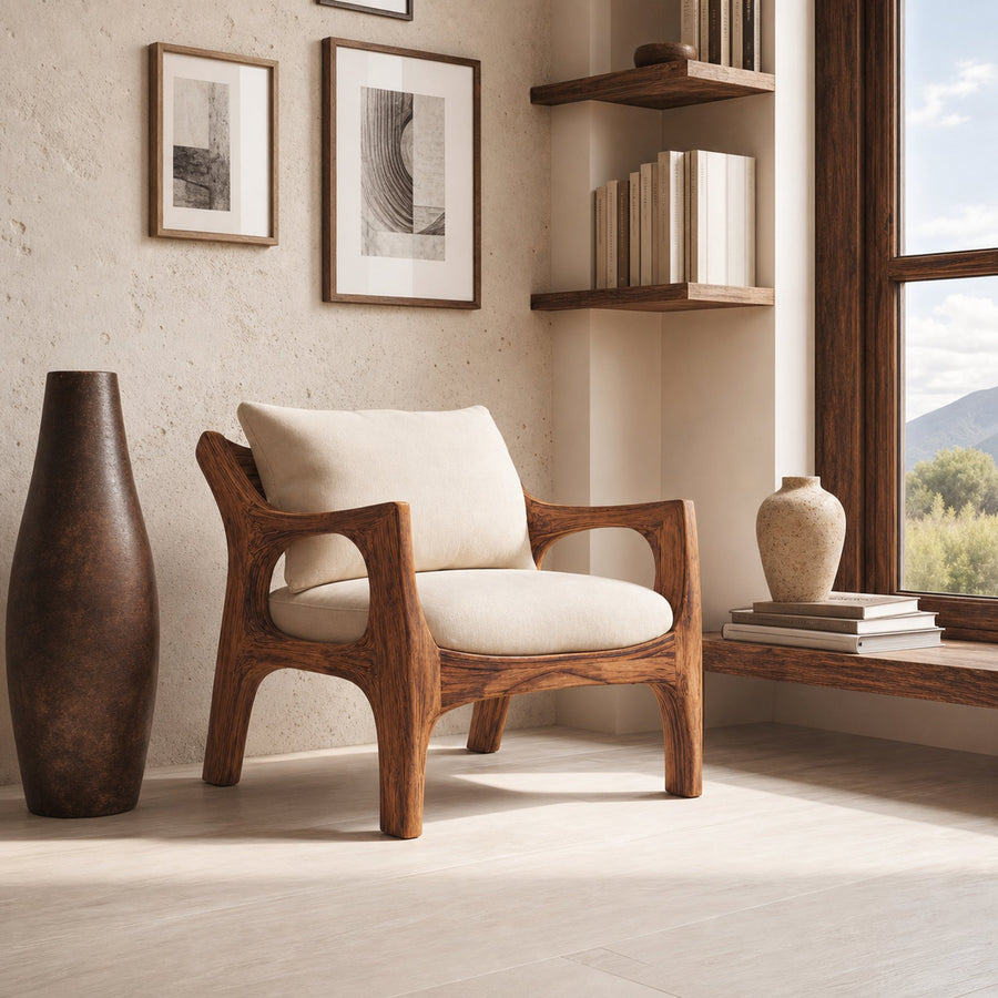 Contemporary Seating Chair Without Cushion For Living Decor