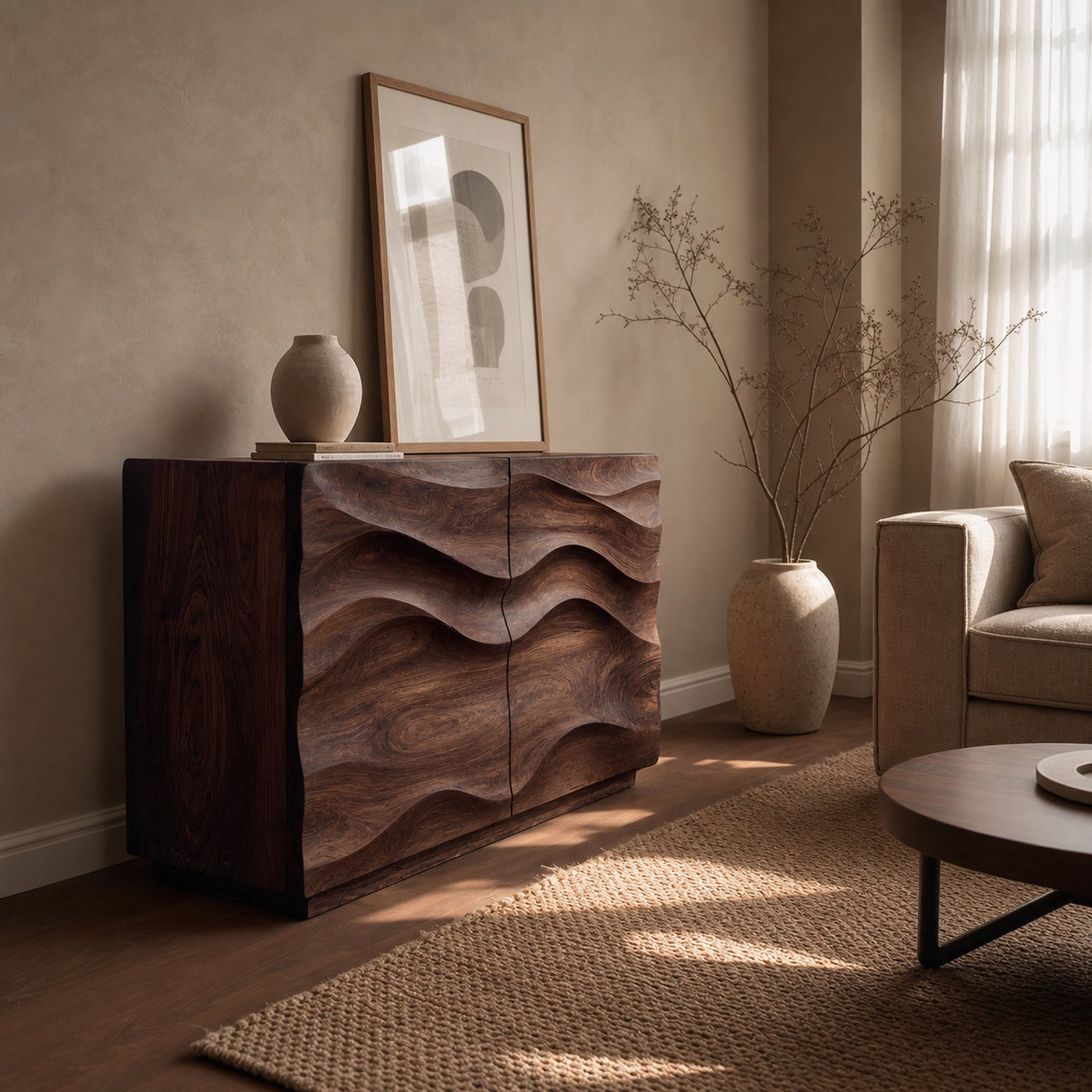 Contemporary Sideboard Sculptural Carved For Living Room - product view 7