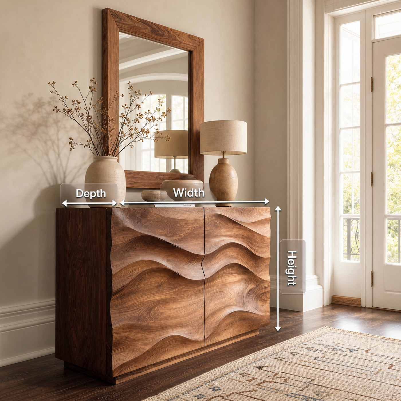 Contemporary Sideboard Sculptural Carved For Living Room - product view 8