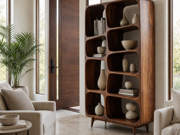 Contemporary Solid Wood Bookshelf For Coastal Interior