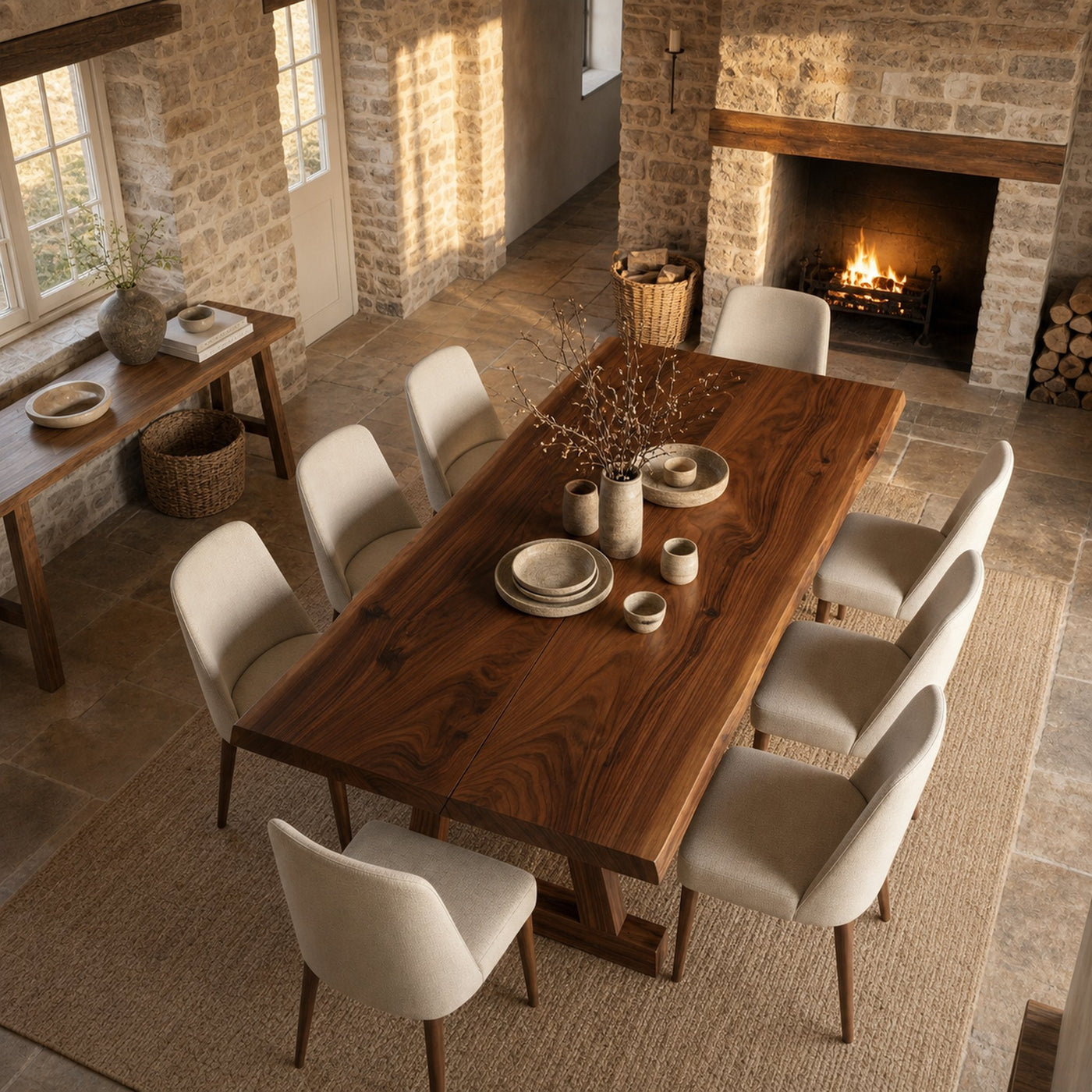 Contemporary Solid Wood Dining Table With Rounded Edge Design For Dining Room - product view 2