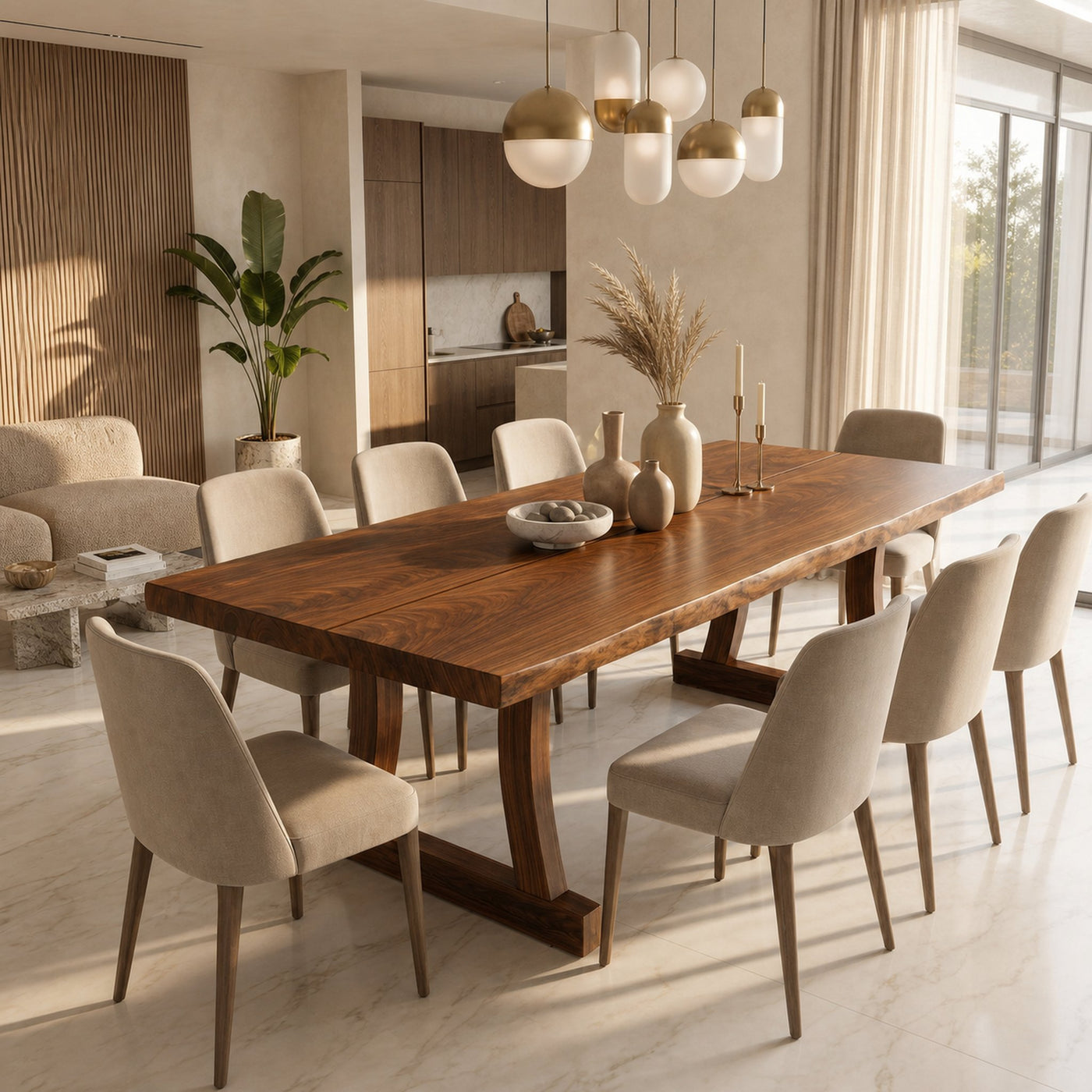 Contemporary Solid Wood Dining Table With Rounded Edge Design For Dining Room - product view 3