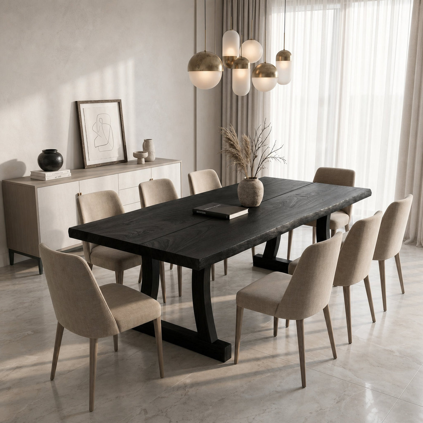 Contemporary Solid Wood Dining Table With Rounded Edge Design For Dining Room - product view 4