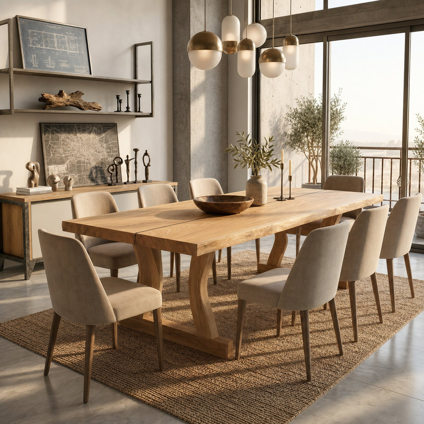 Contemporary Solid Wood Dining Table With Rounded Edge Design For Dining Room - product view 5