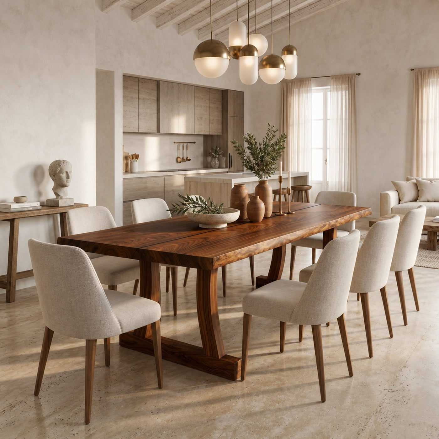 Contemporary Solid Wood Dining Table With Rounded Edge Design For Dining Room - product view 6