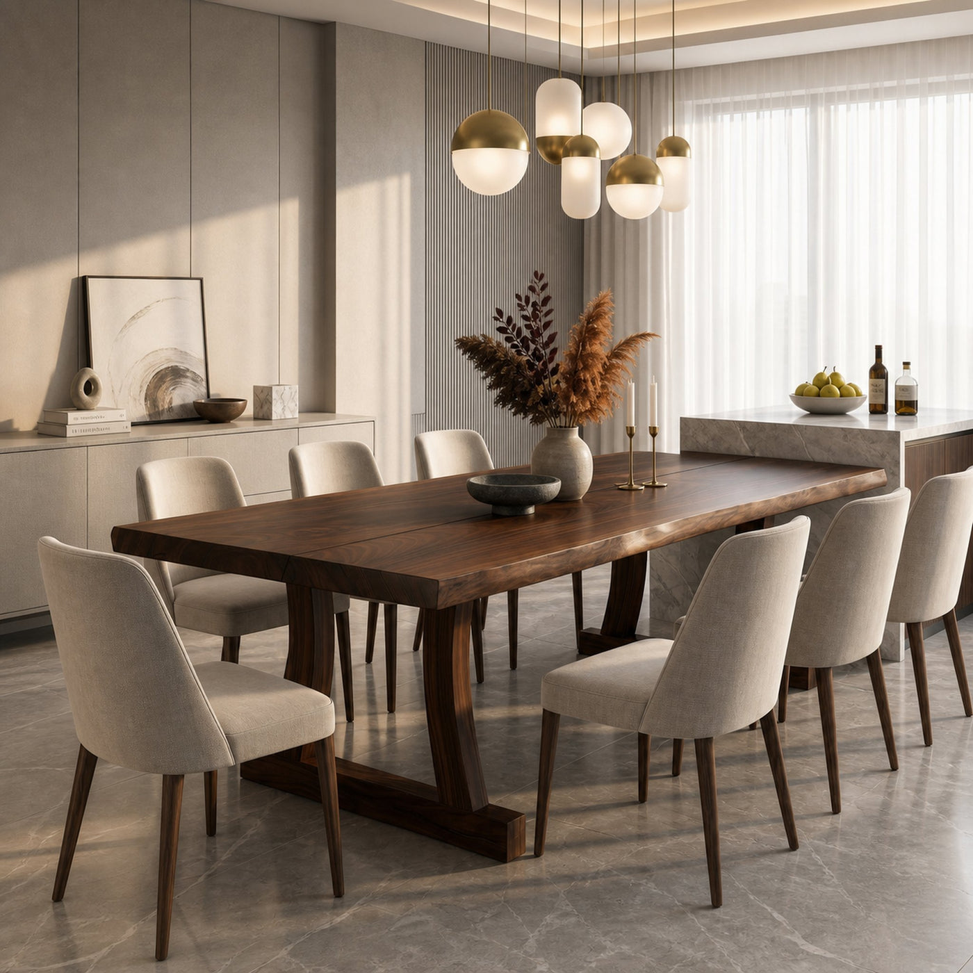Contemporary Solid Wood Dining Table With Rounded Edge Design For Dining Room - product view 7