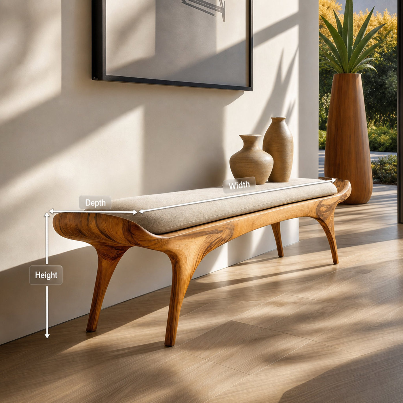 Contemporary Statement Bench For Entryway Or Home Interior - product view 8