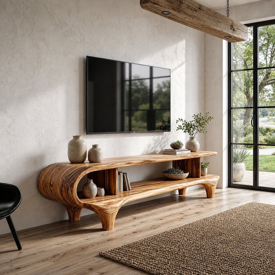 Contemporary TV Cabinet Organic Curved Framework For Living Room