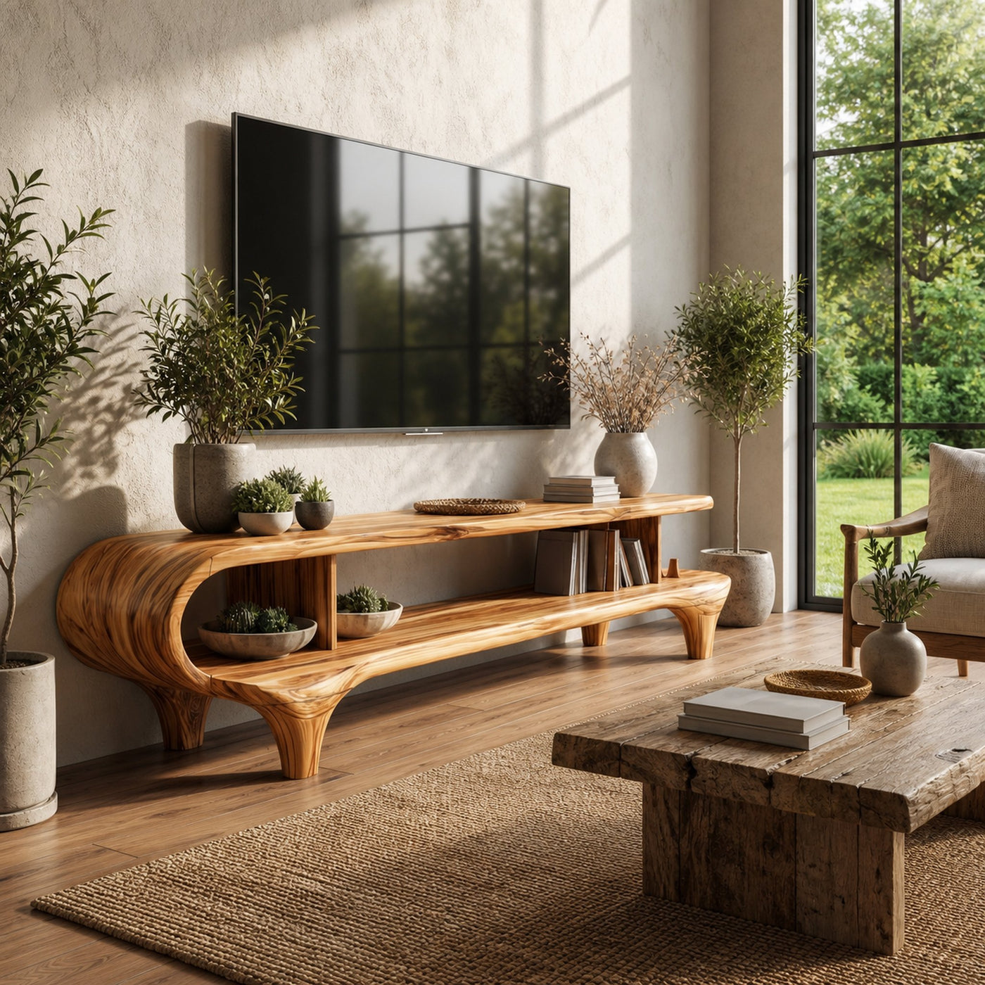 Contemporary TV Cabinet Organic Curved Framework For Living Room - product view 6