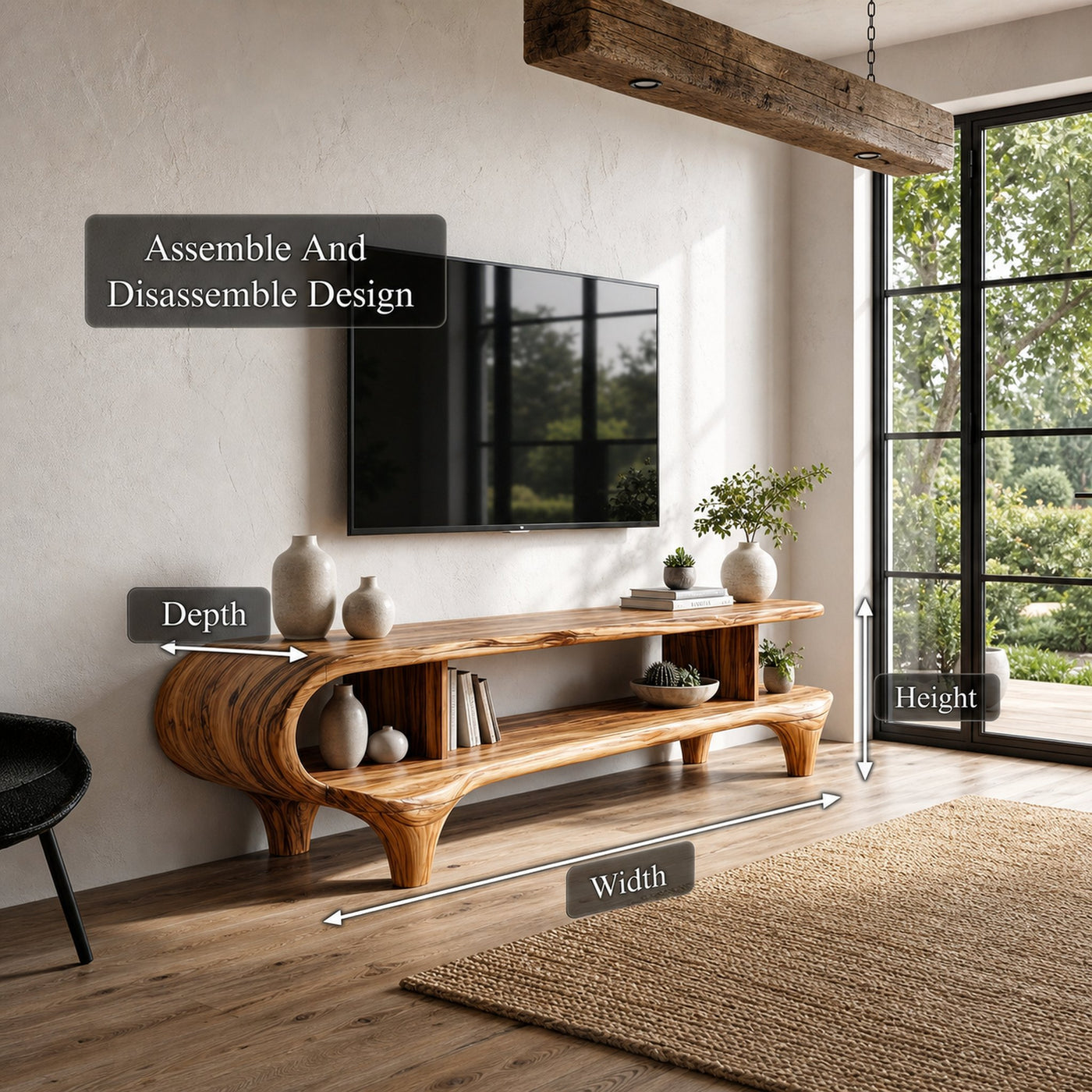 Contemporary TV Cabinet Organic Curved Framework For Living Room - product view 8