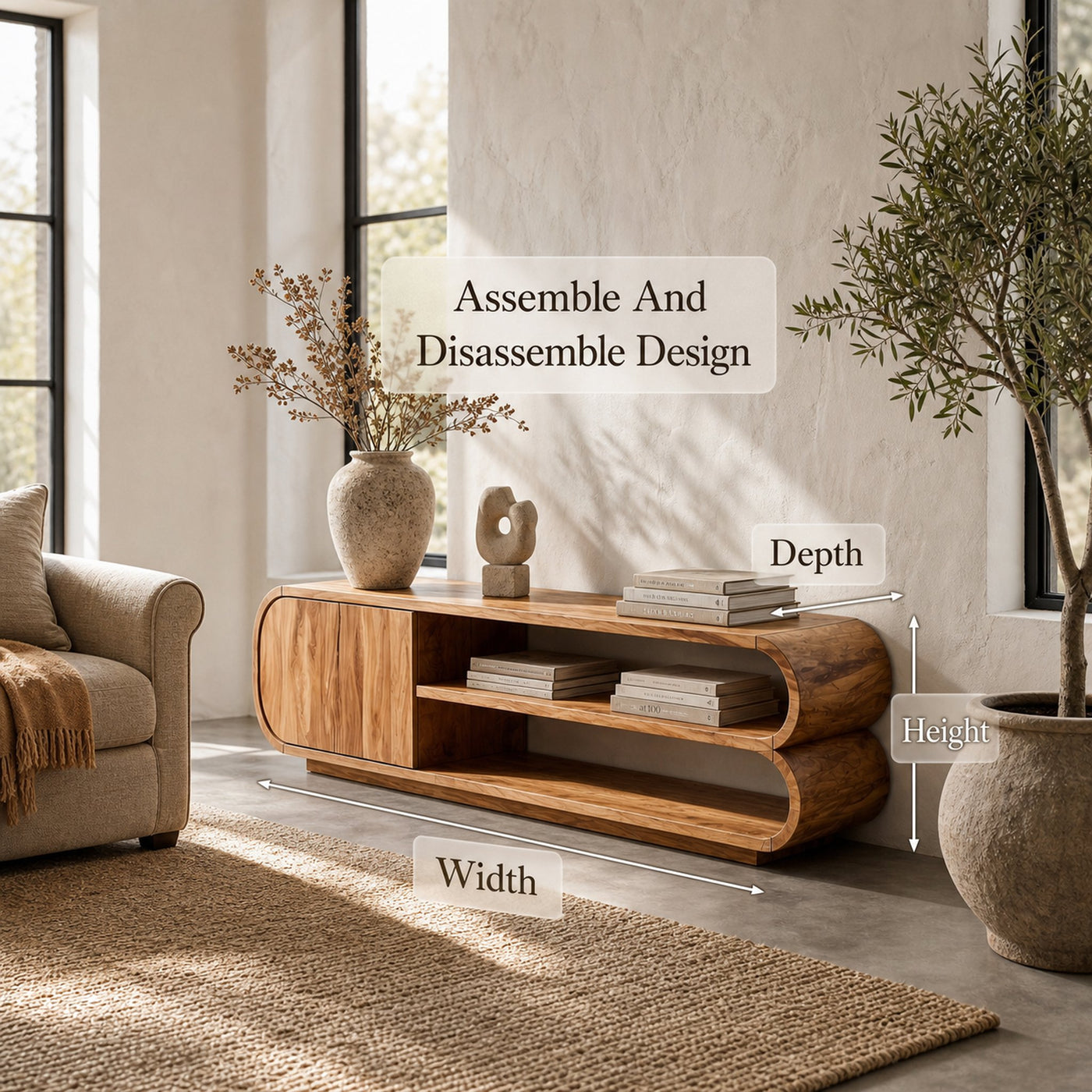 Contemporary TV Cabinet With Open Storage For Living Room - product view 8