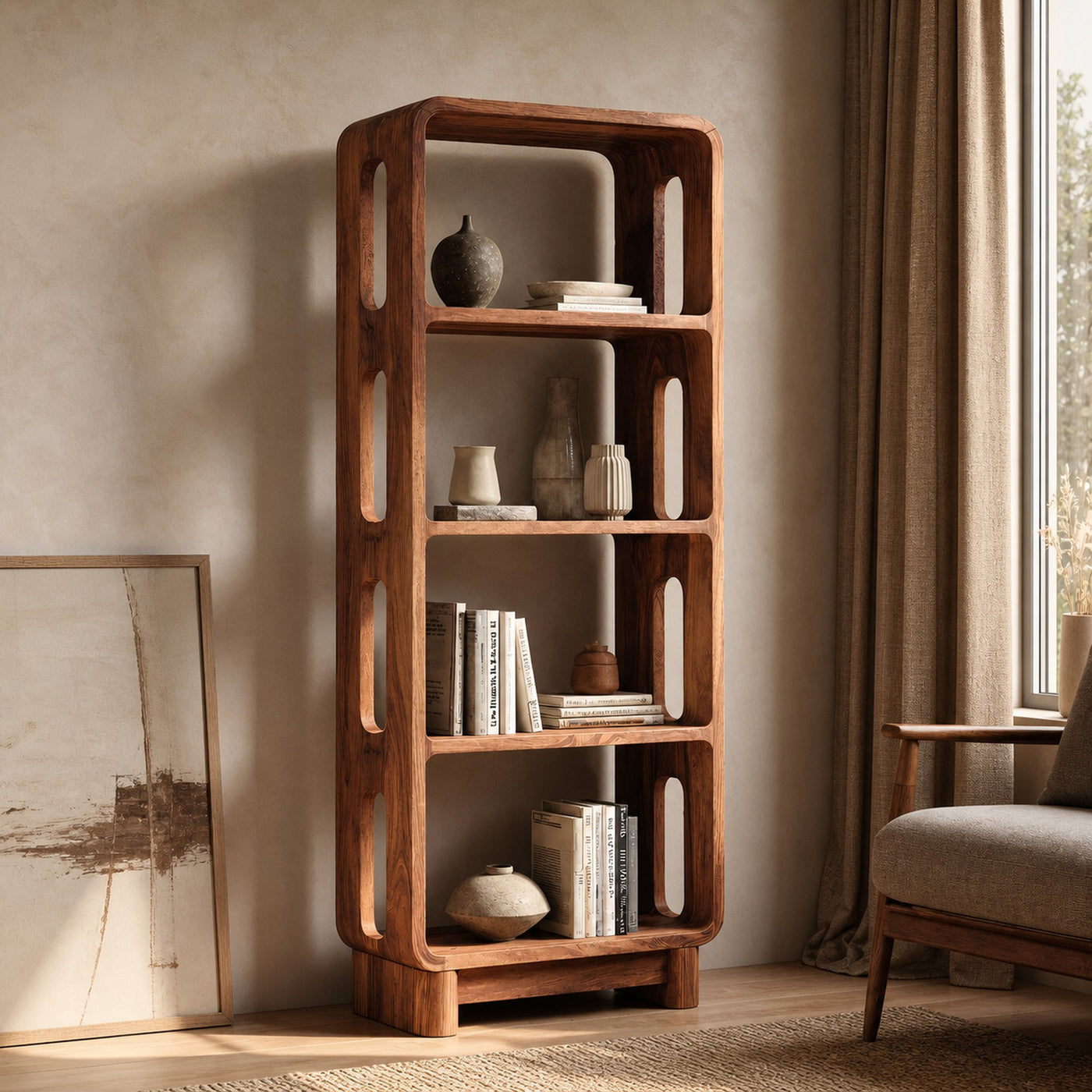 Contemporary Tall Bookshelf For Living Or Bedroom