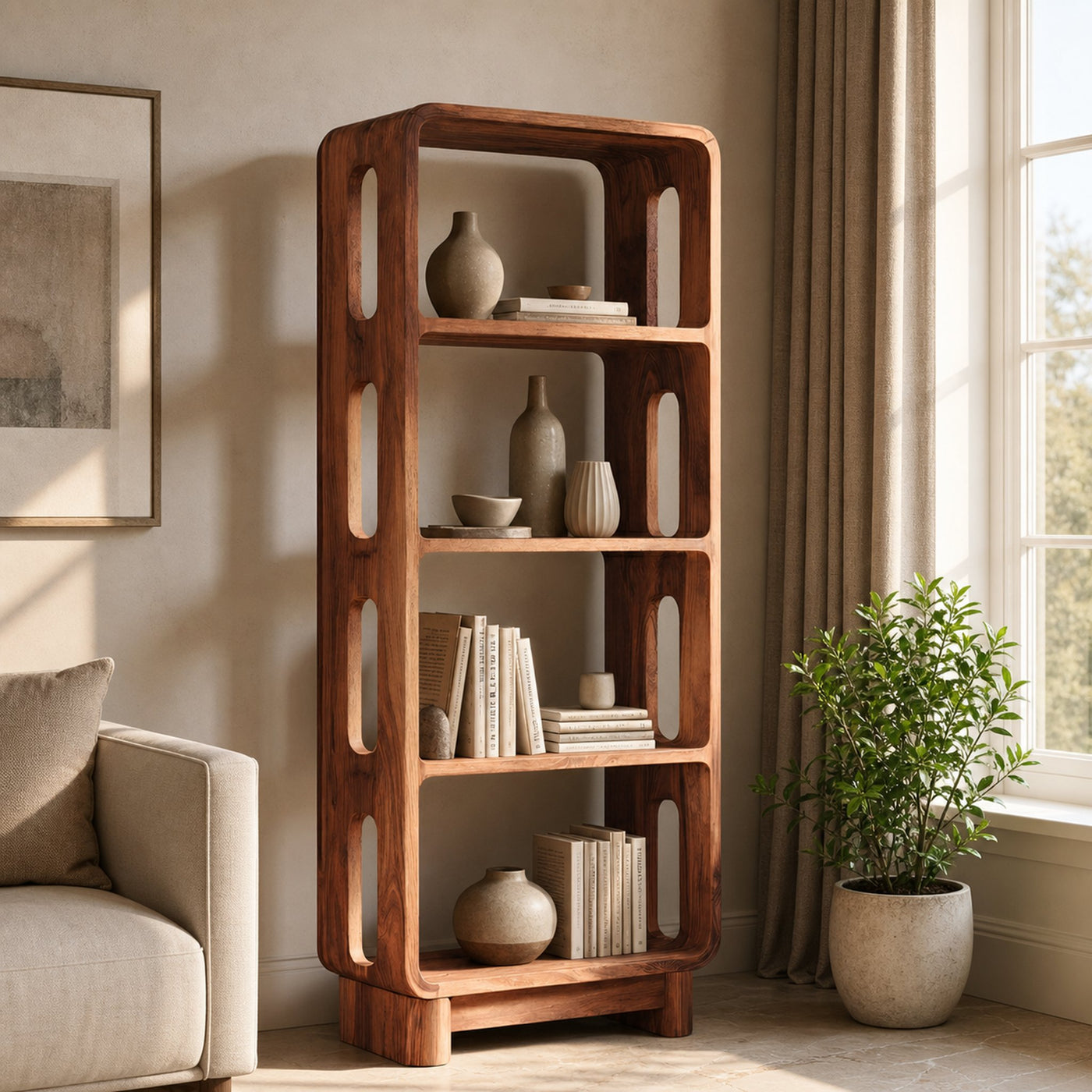 Contemporary Tall Bookshelf For Living Or Bedroom - product view 6