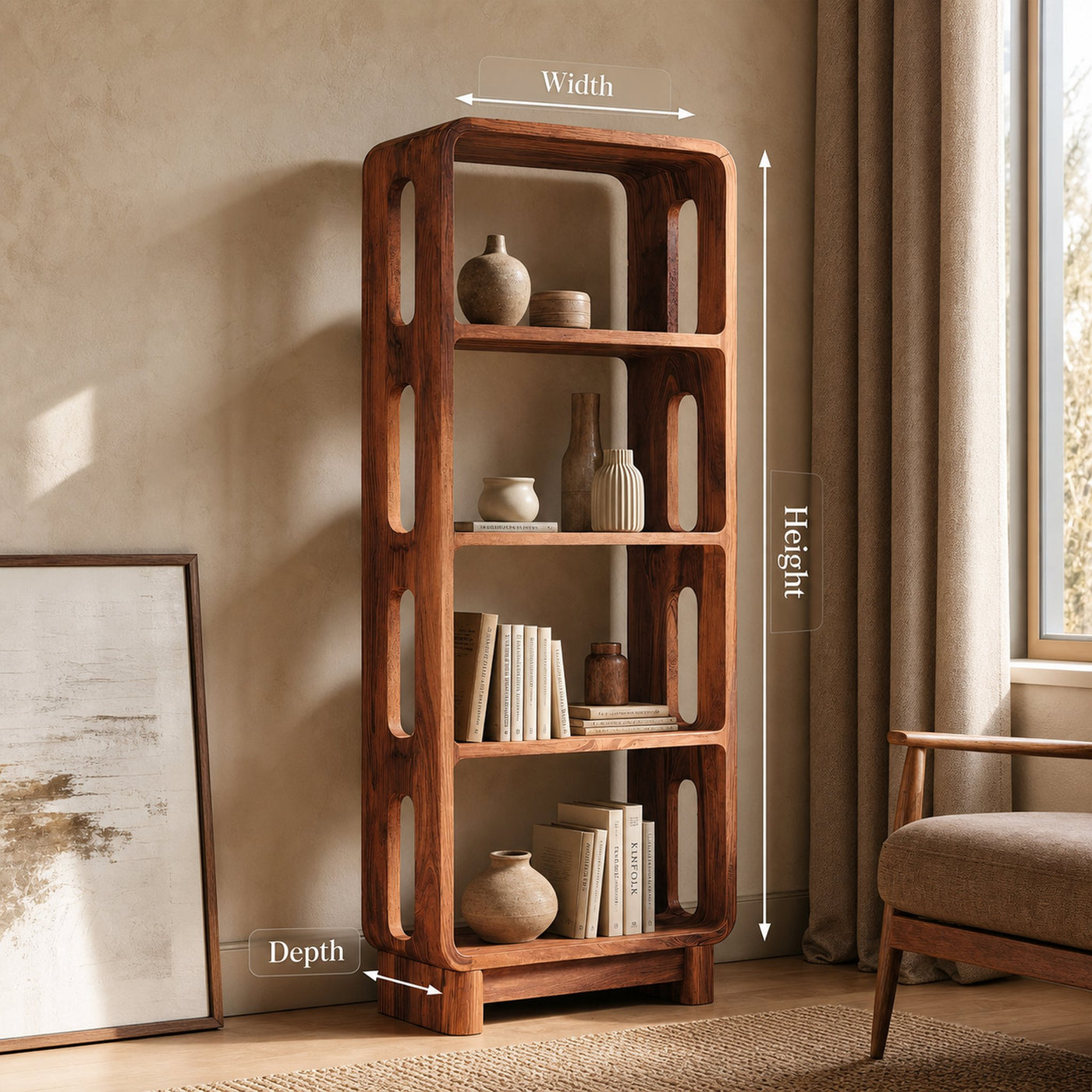 Contemporary Tall Bookshelf For Living Or Bedroom - product view 8