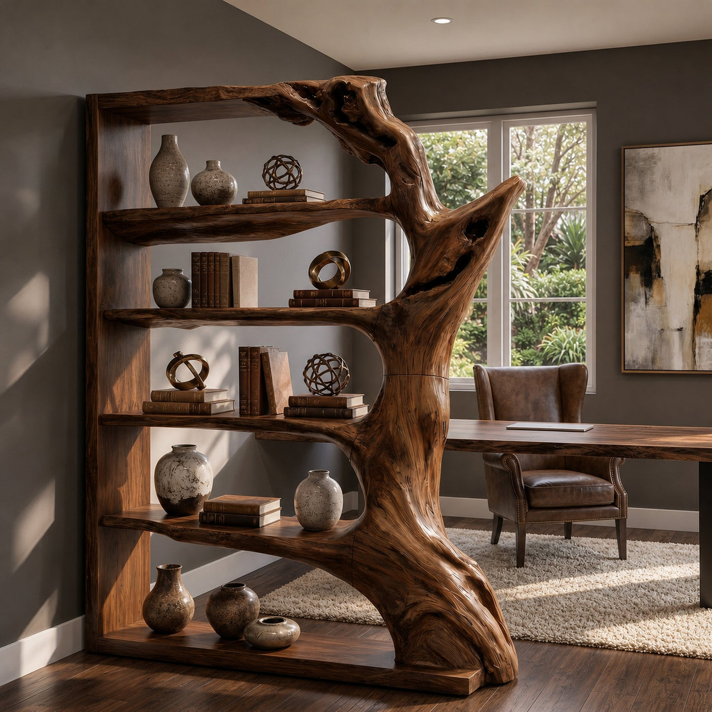 Contemporary Tree Bookshelf With Artistic Solid Wood Design For Living Room - product view 7