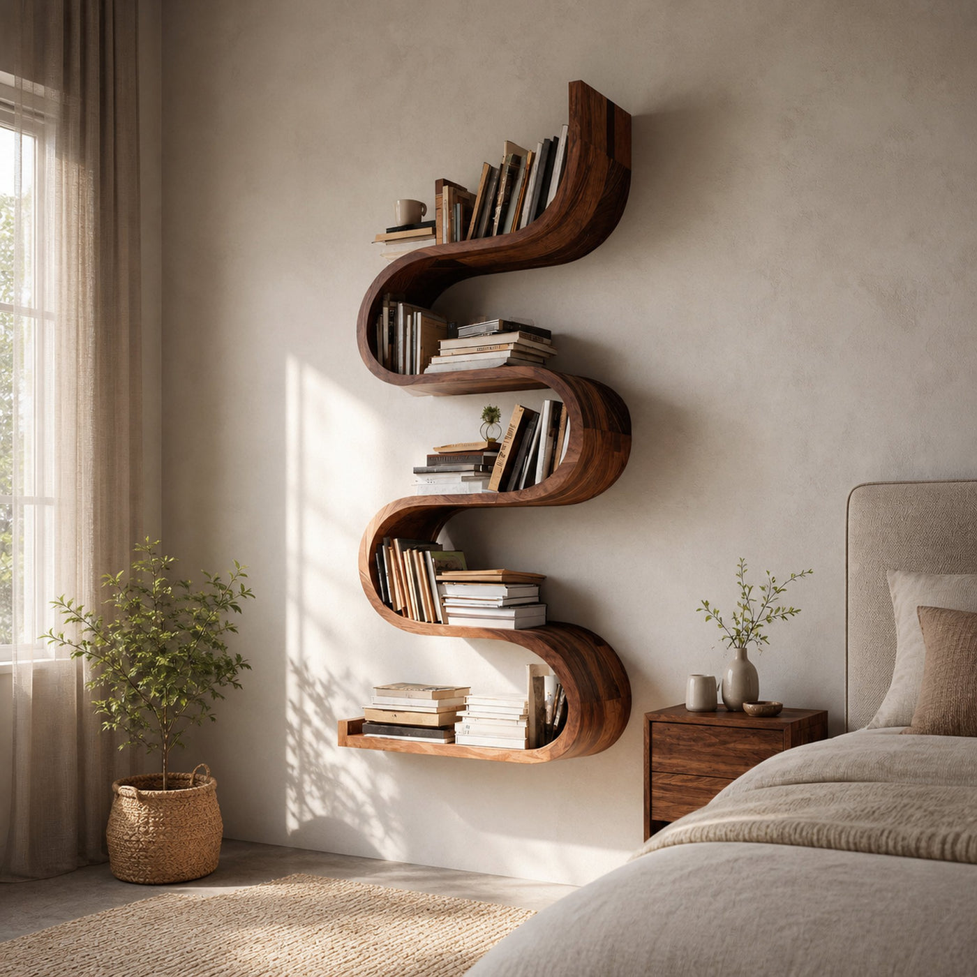Contemporary Vertical Wall Bookshelf For Living Decor