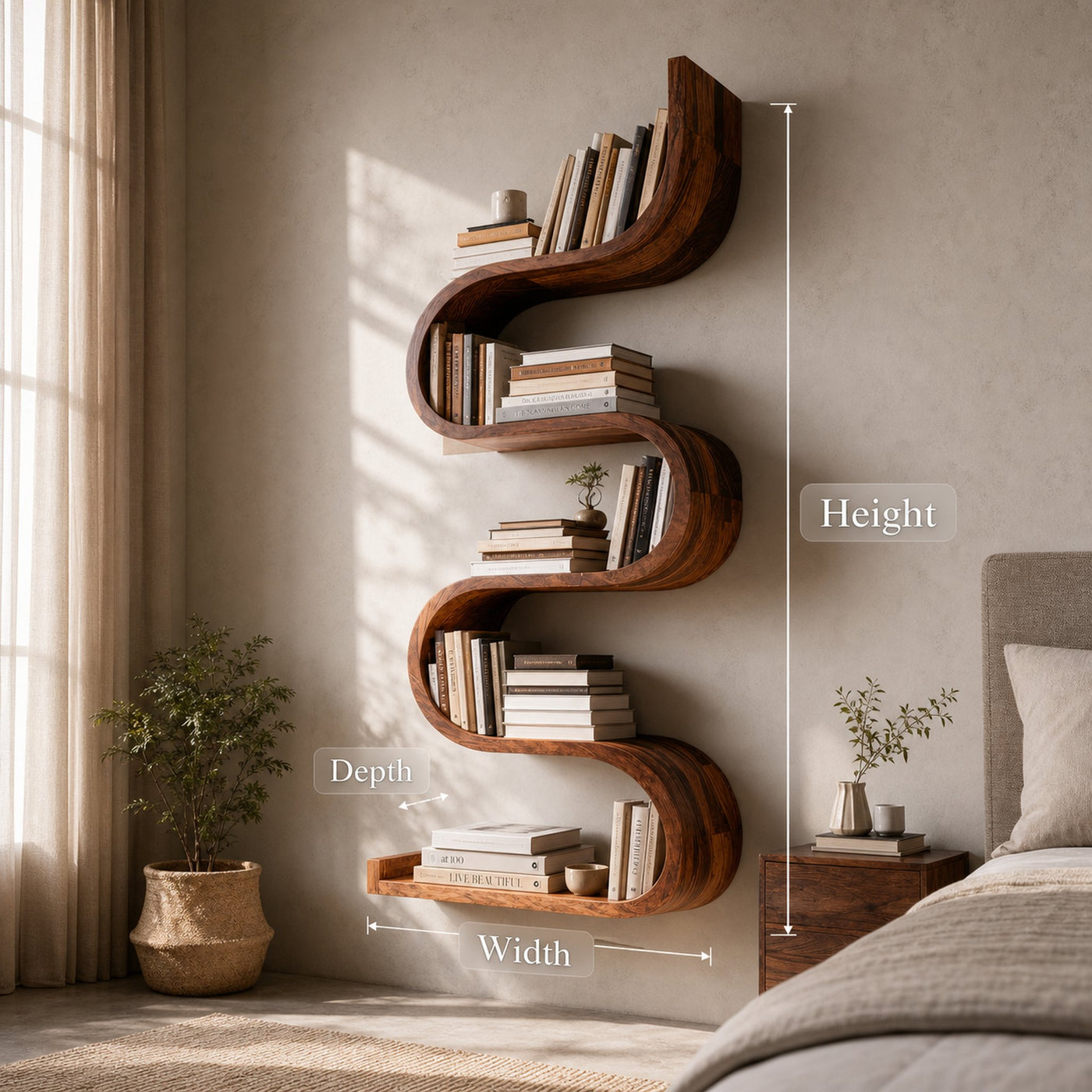 Contemporary Vertical Wall Bookshelf For Living Decor - product view 6