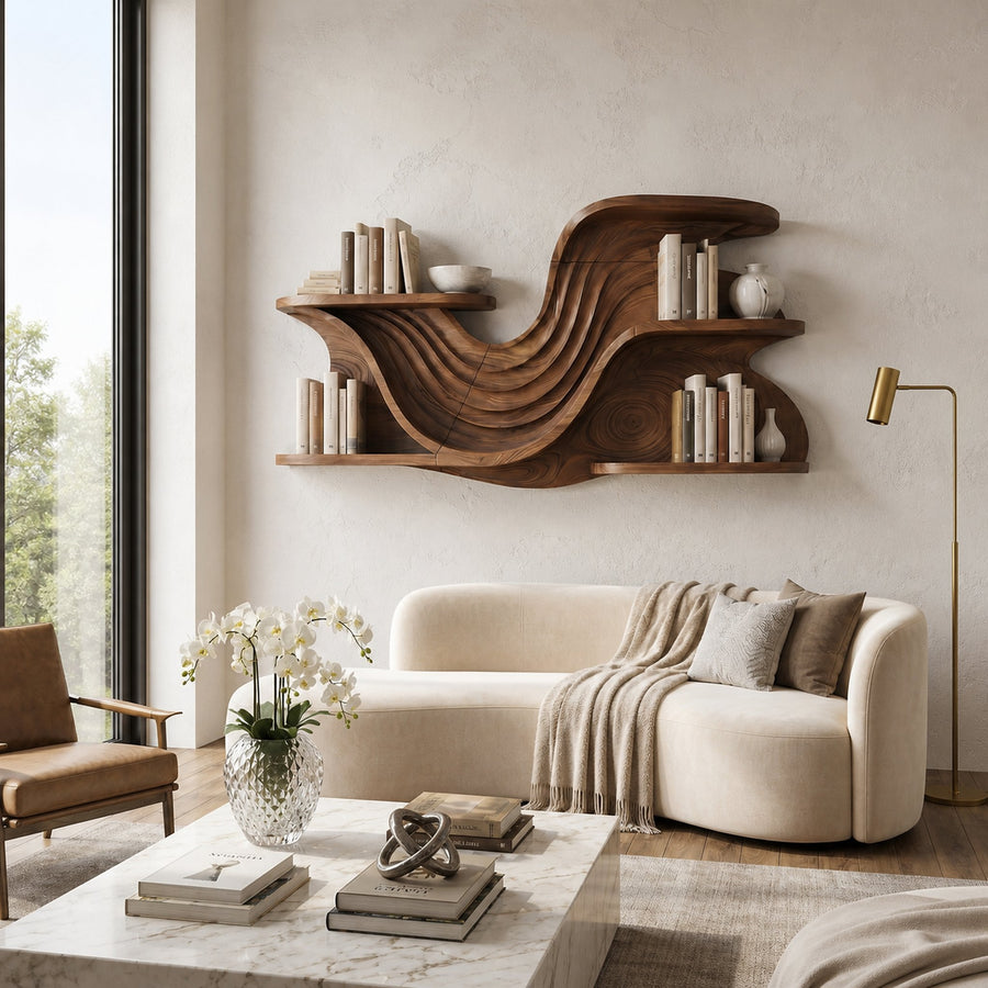 Contemporary Wall Bookshelf For Living Room