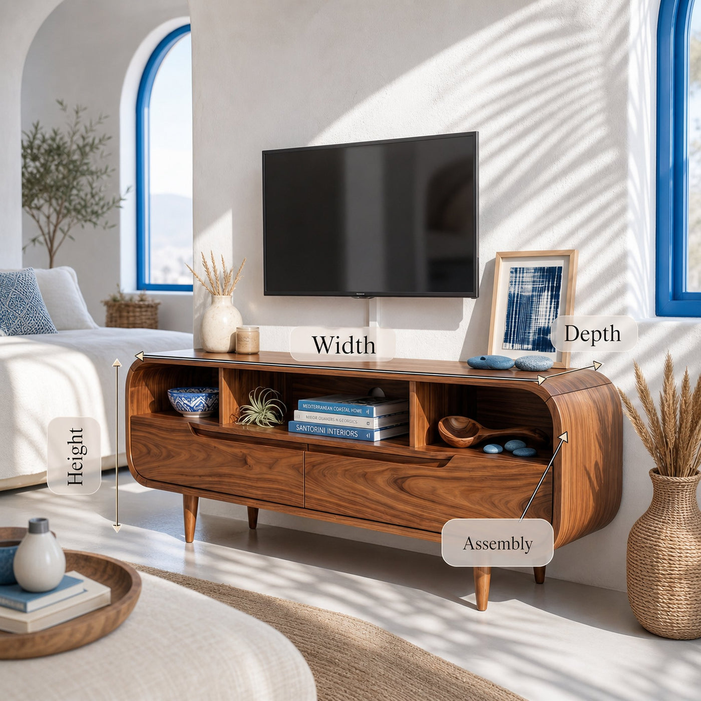 Contemporary Walnut TV Stand For Modern Loft Bedroom - product view 8
