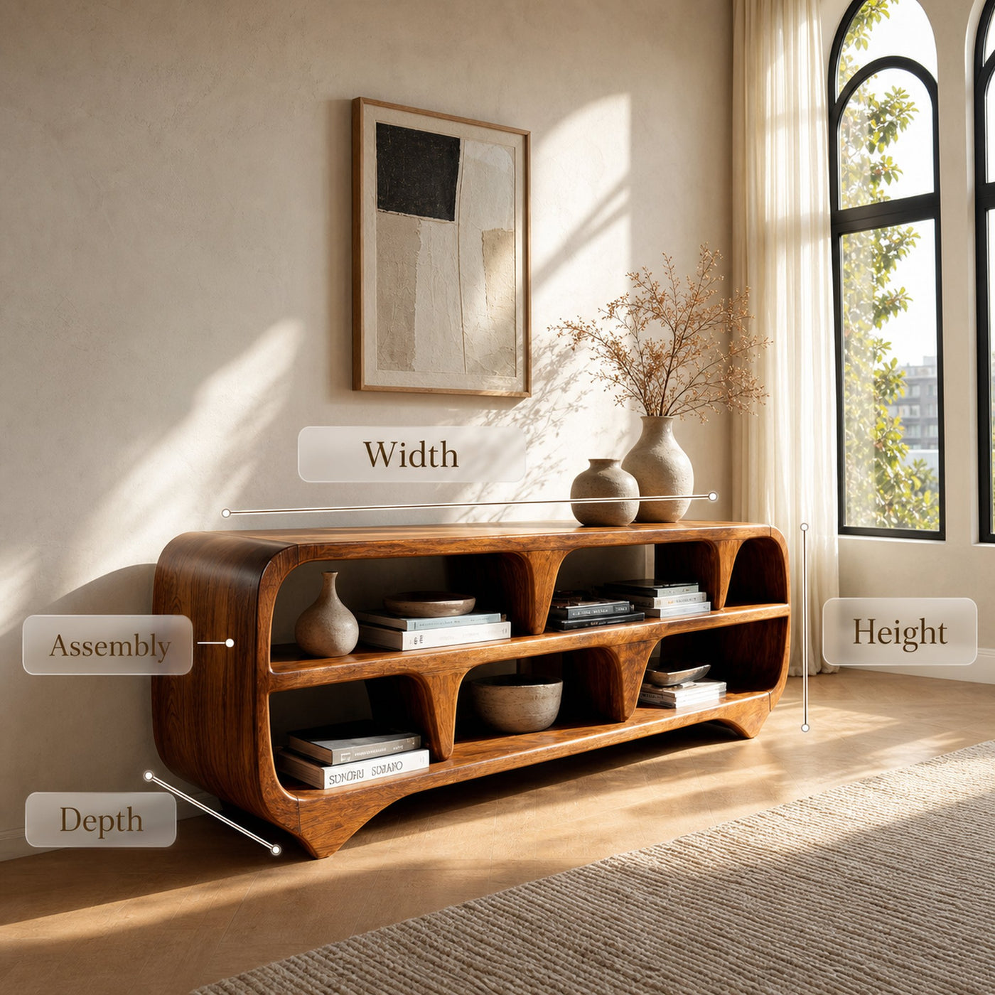 Contemporary Waterfall Wooden Bookshelf For Living Room - product view 8