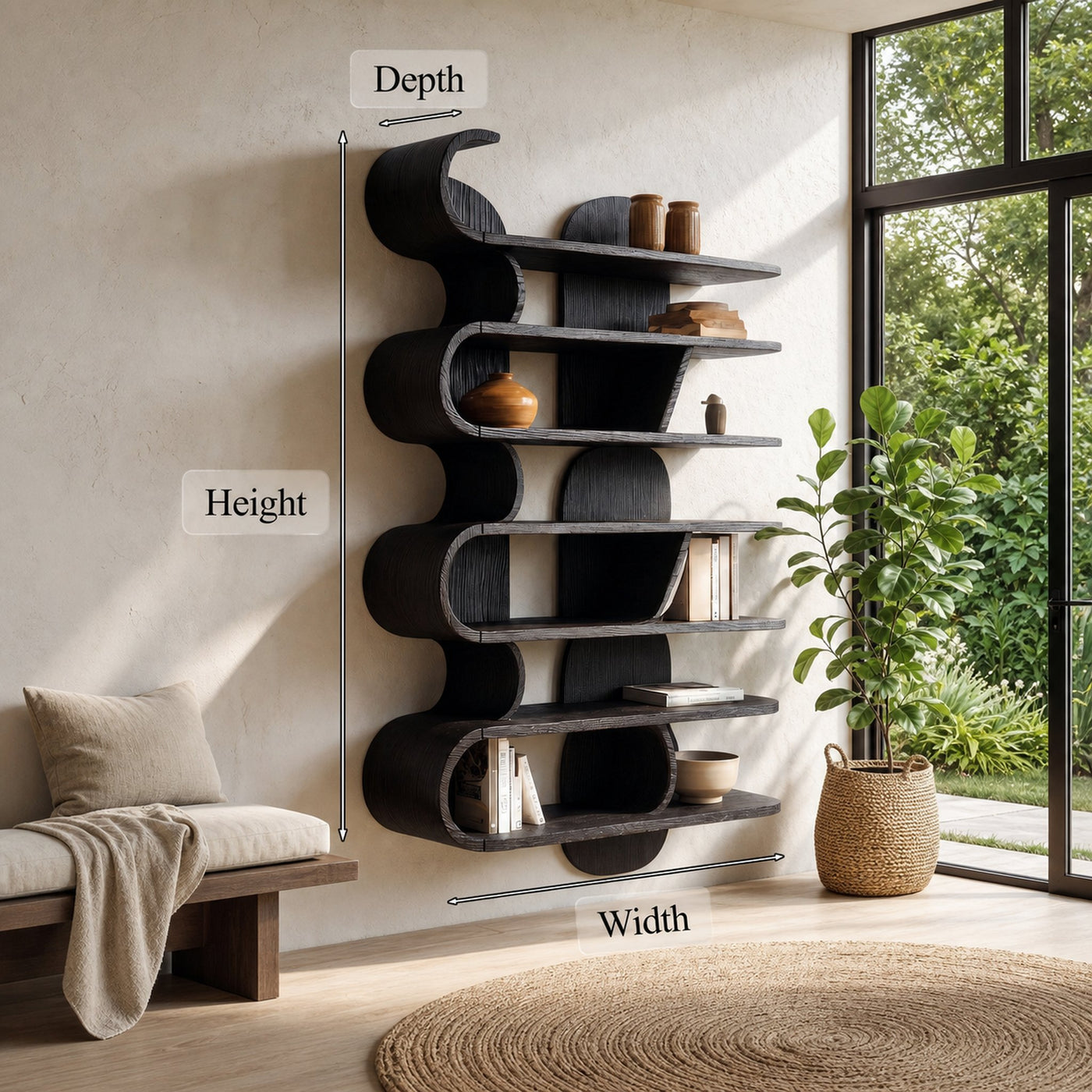 Contemporary Wave Wall Mounted Shelf For Living Room And Bedroom - product view 8