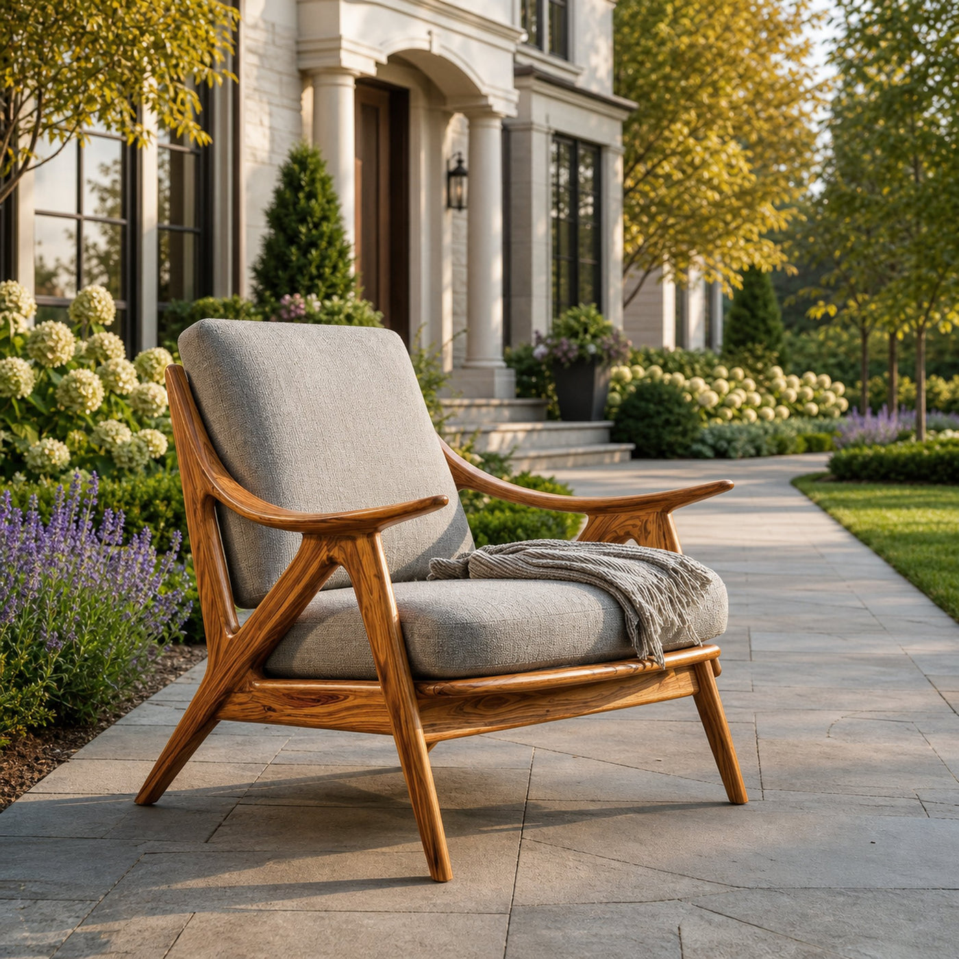 Contemporary Wood Accent Chair With Sculptural Frame For Living Room - product view 6