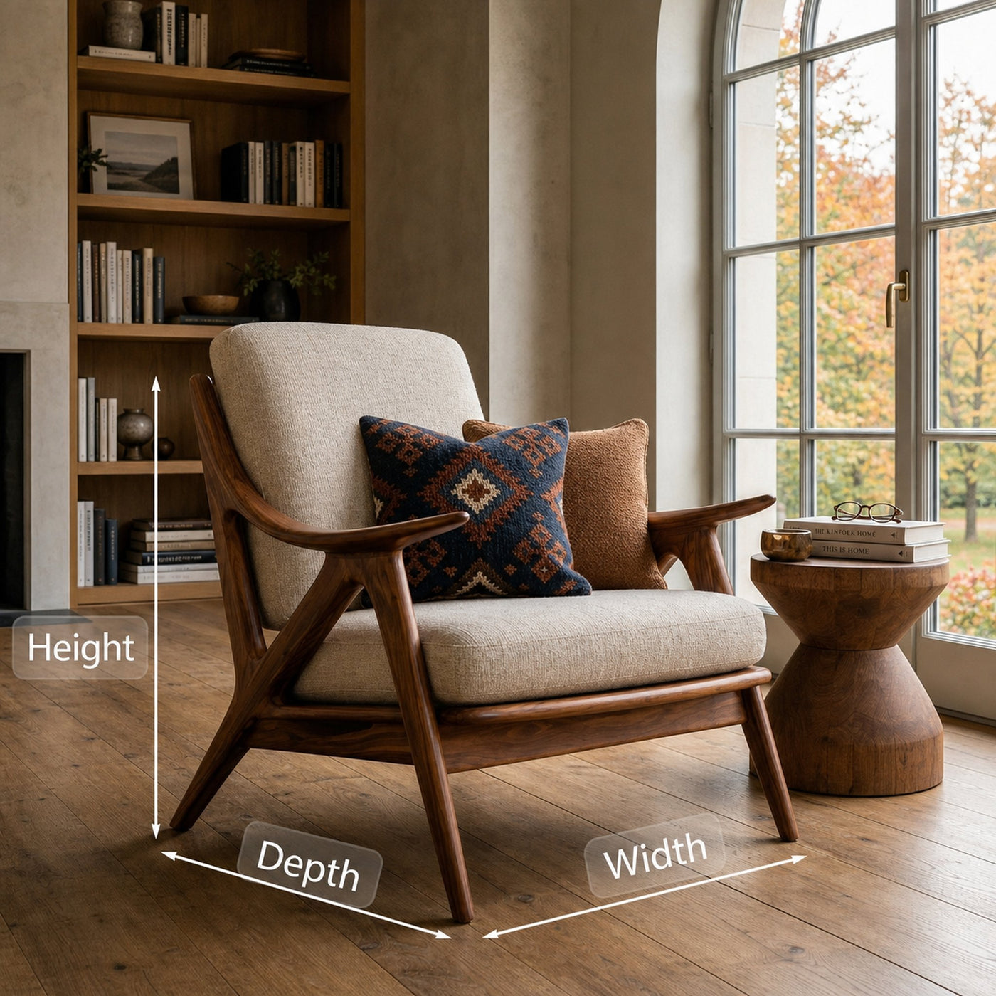 Contemporary Wood Accent Chair With Sculptural Frame For Living Room - product view 8