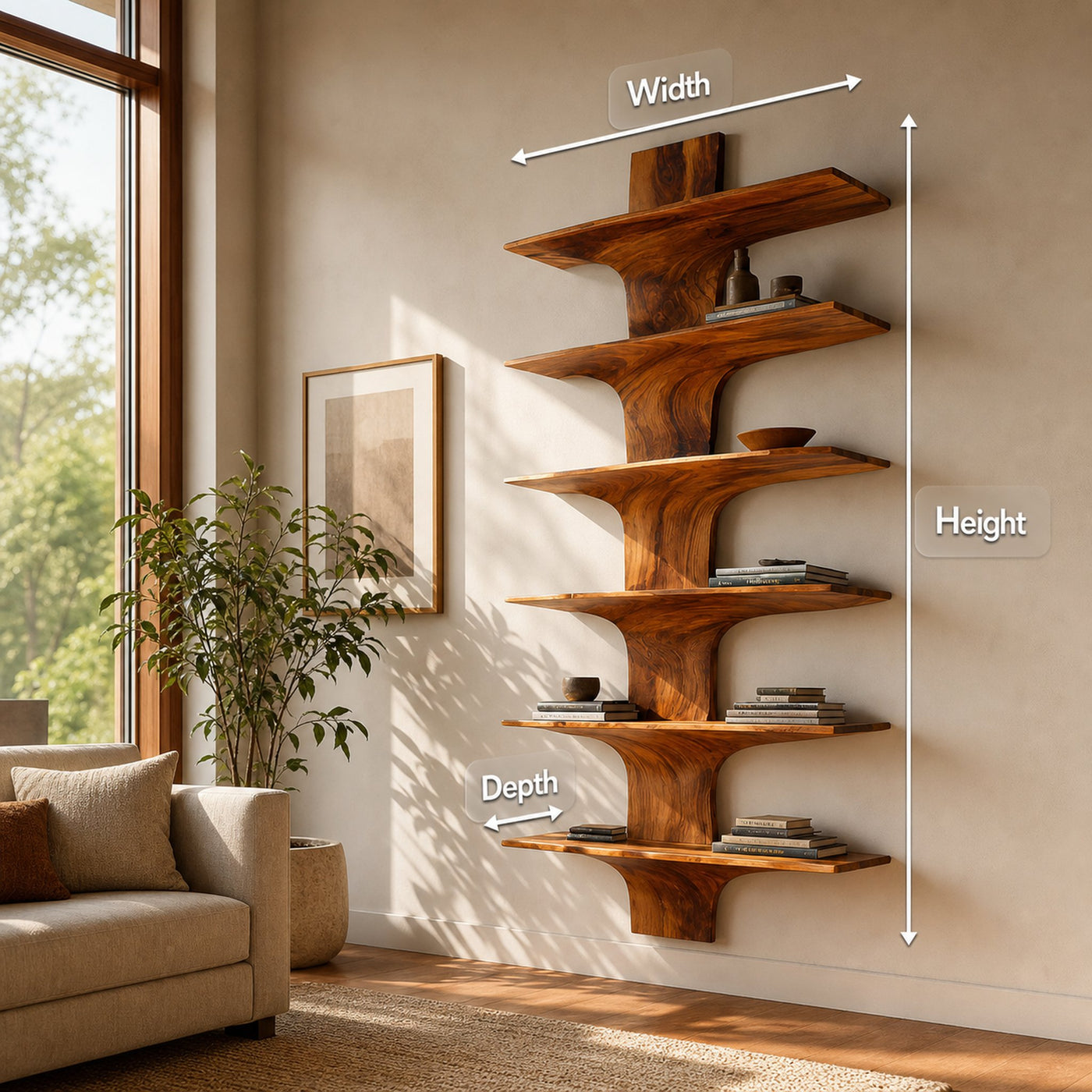 Contemporary Wood Wall Mounted Bookshelf For Home Interior - product view 8