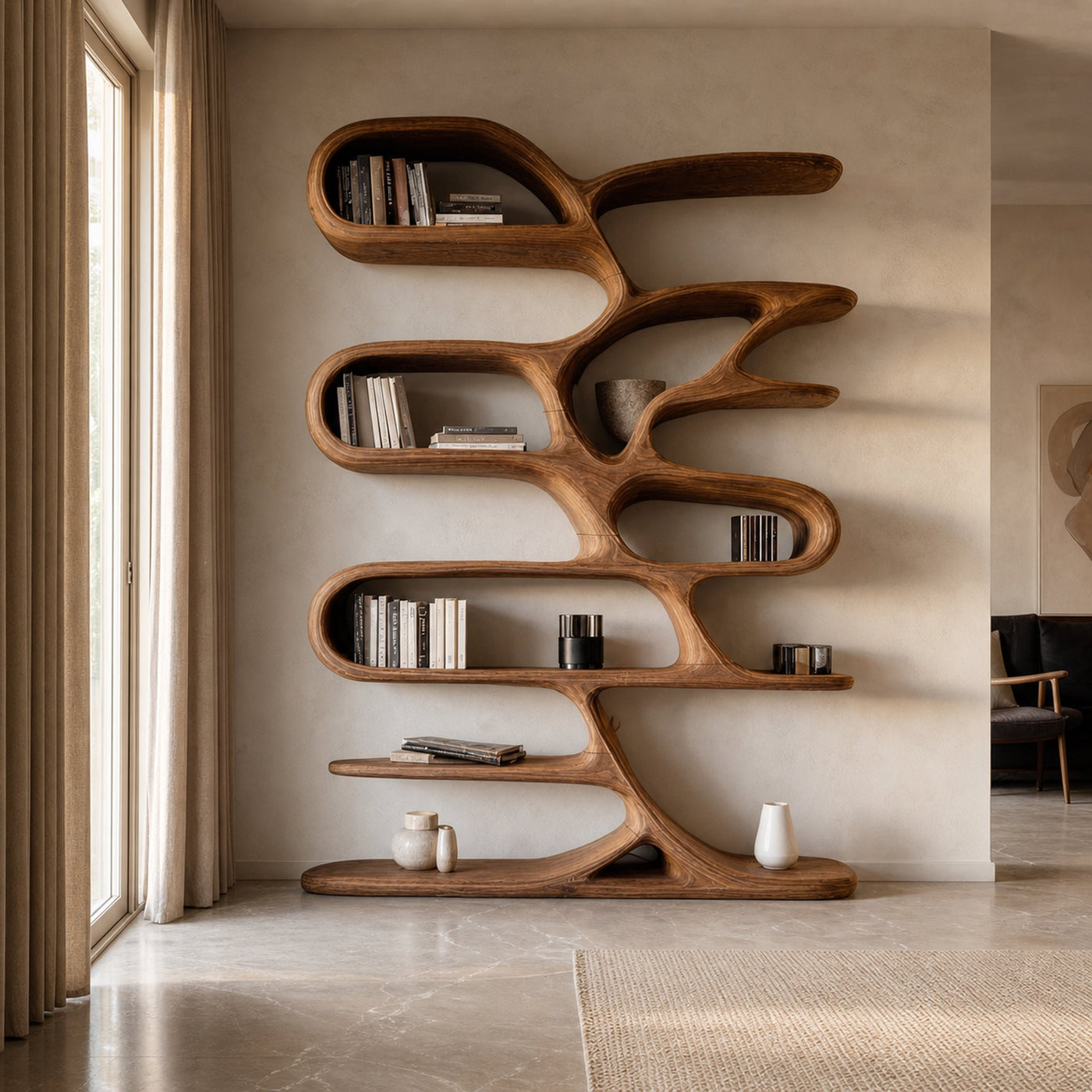 Contemporary Wooden Bookcase For Minimalist Living Room Decor - product view 6