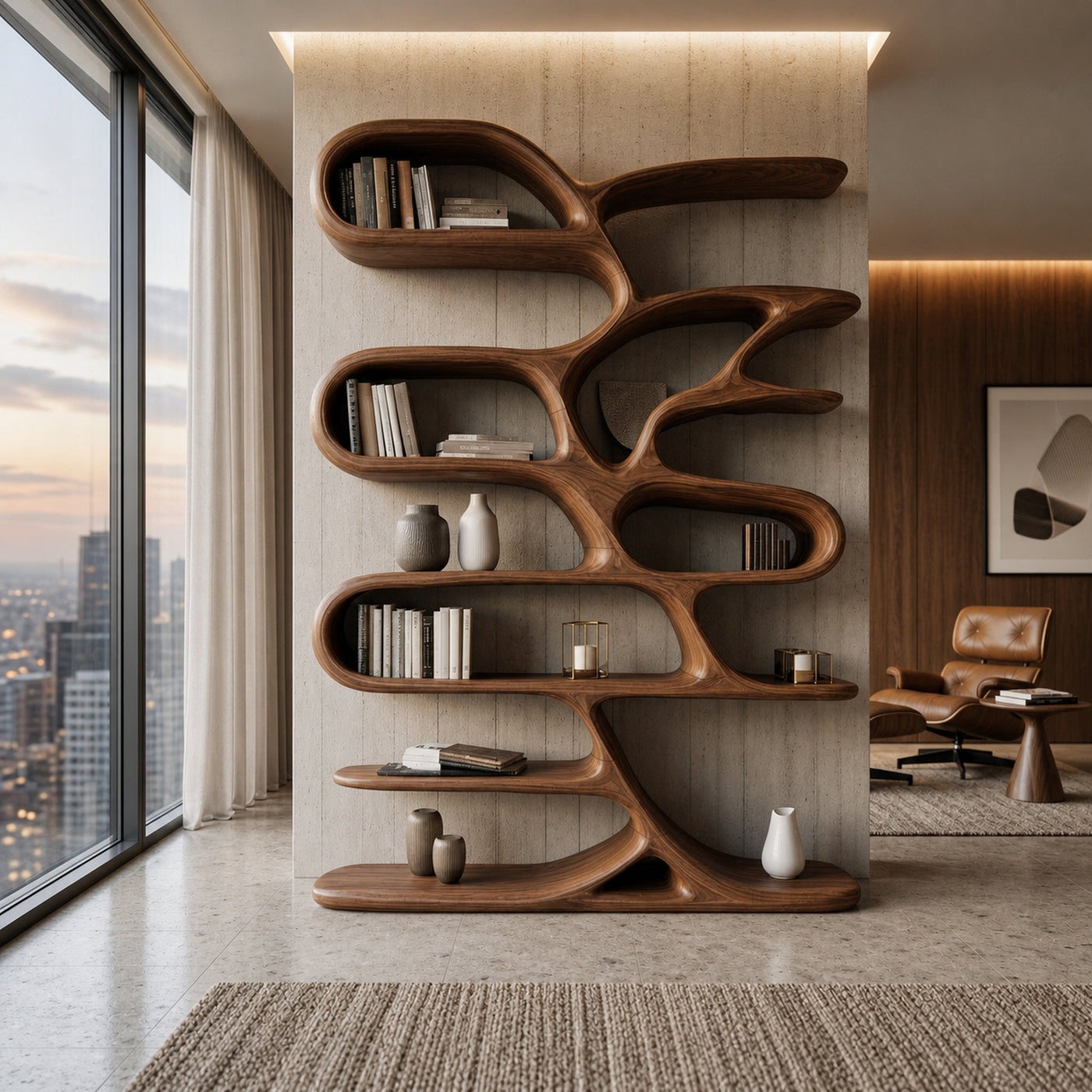 Contemporary Wooden Bookcase For Minimalist Living Room Decor - product view 7